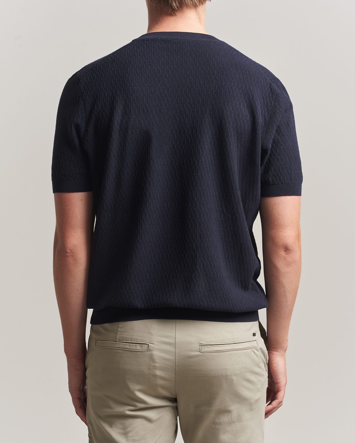 Hombres | Camisetas | BOSS BLACK | Laruso Structured Knitted T-Shirt Dark Blue