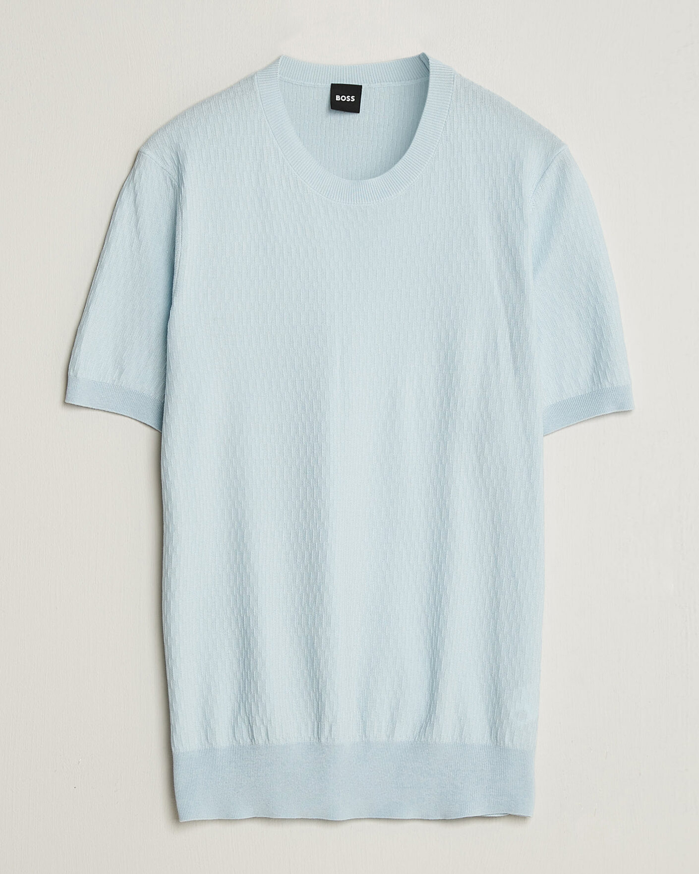 Hombres | Camisetas | BOSS BLACK | Laruso Structured Knitted T-Shirt Open Blue