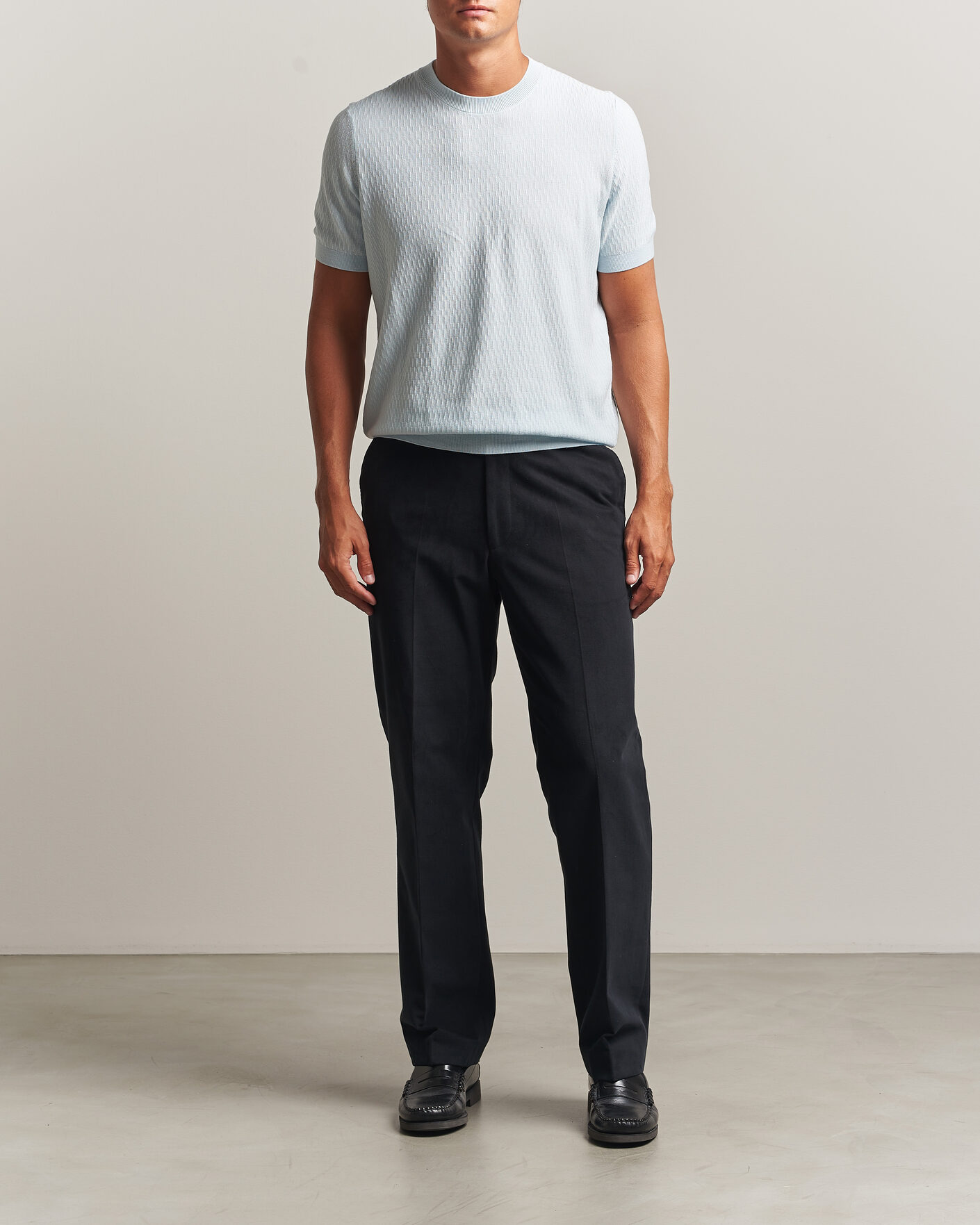 Hombres | Camisetas | BOSS BLACK | Laruso Structured Knitted T-Shirt Open Blue
