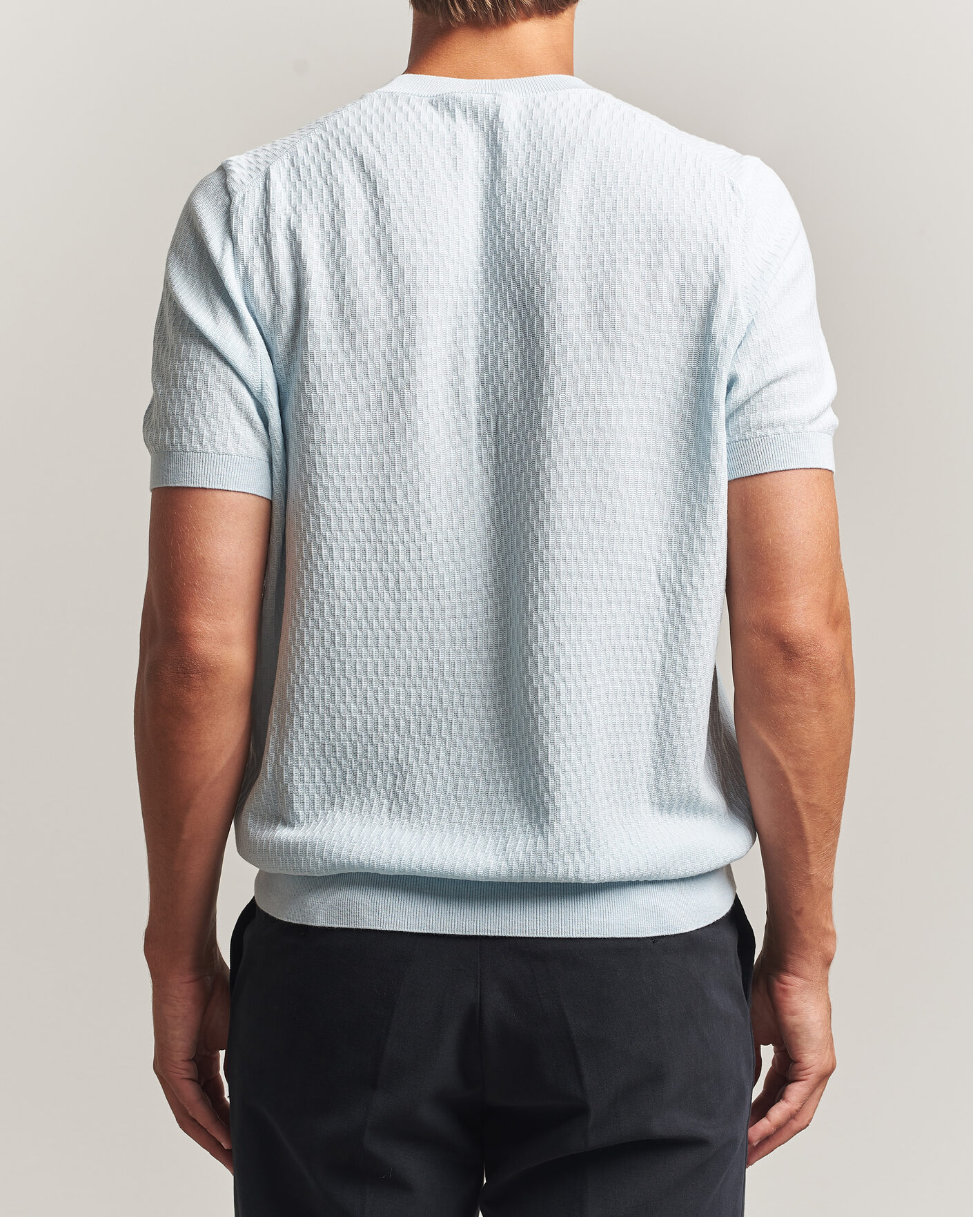 Hombres | Camisetas | BOSS BLACK | Laruso Structured Knitted T-Shirt Open Blue