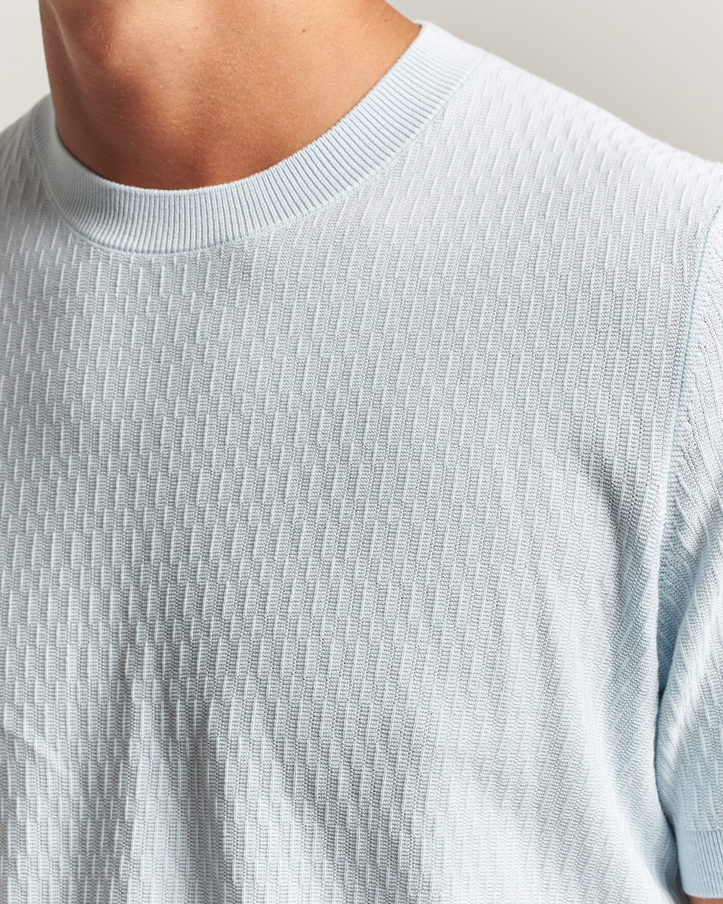 Hombres | Camisetas | BOSS BLACK | Laruso Structured Knitted T-Shirt Open Blue