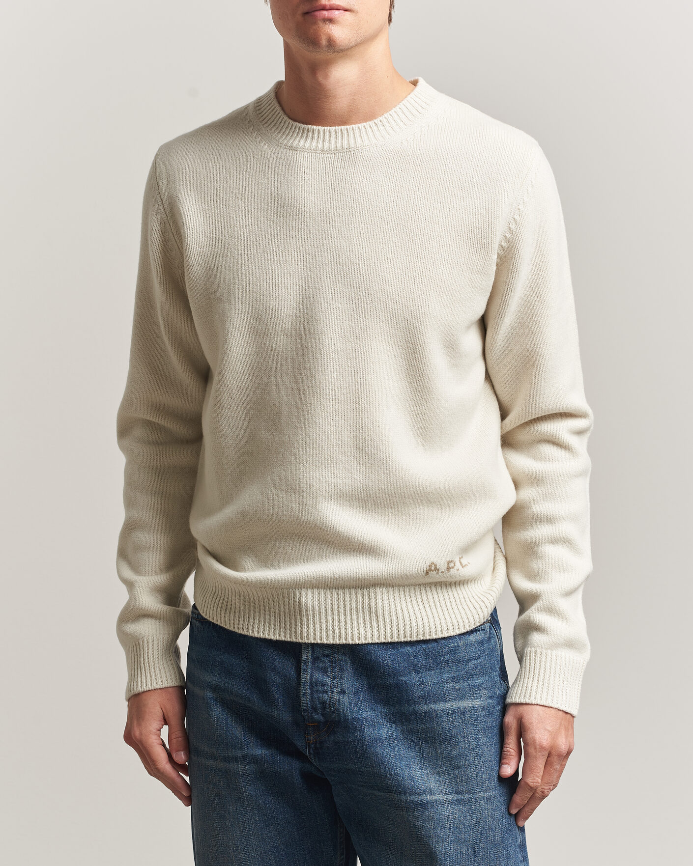 Hombres | Jerséis y prendas de punto | A.P.C. | Edmond Wool Knitted Sweater Ecru