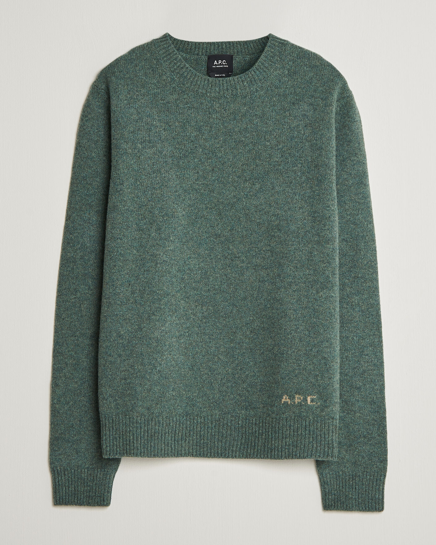 Hombres | Jerséis y prendas de punto | A.P.C. | Edmond Wool Knitted Sweater Green Melange
