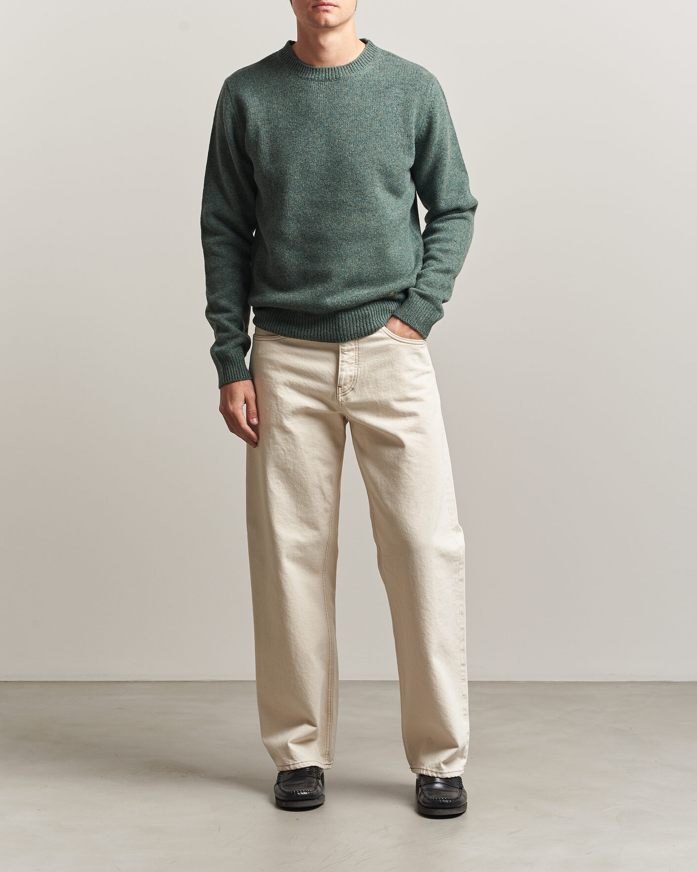 Hombres | Jerséis y prendas de punto | A.P.C. | Edmond Wool Knitted Sweater Green Melange