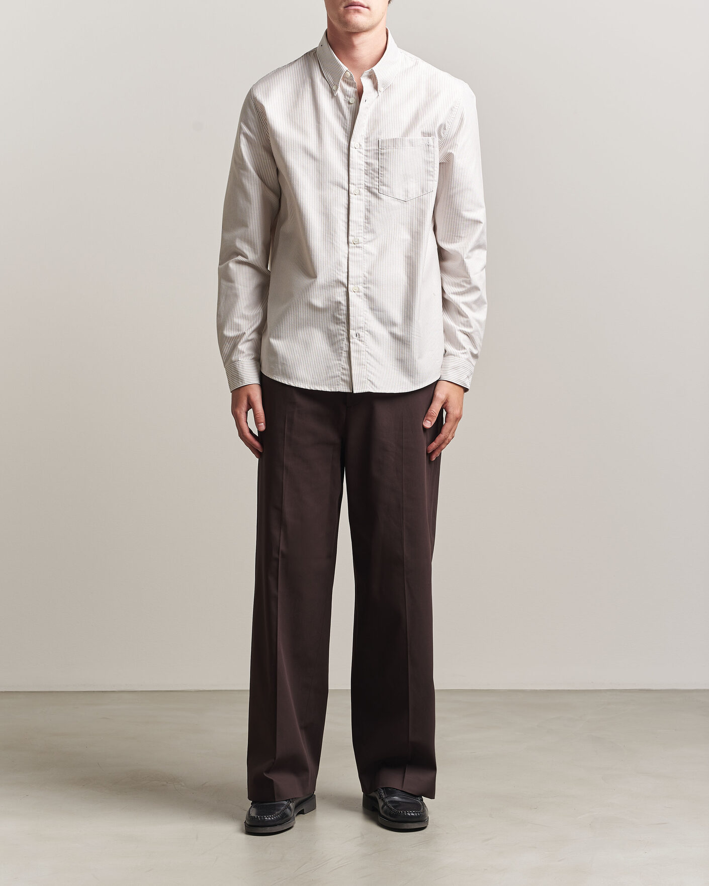 Hombres | Camisas | A.P.C. | Greg Striped Oxford Shirt Beige/White