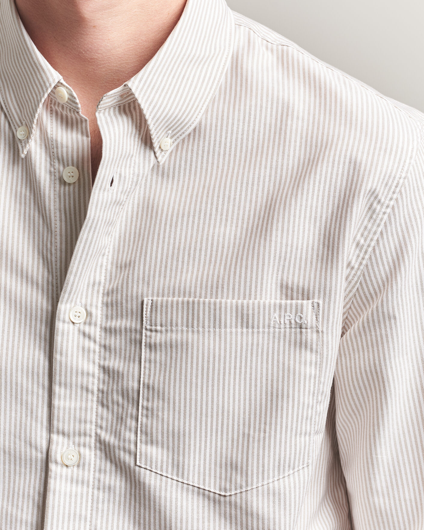 Hombres | Camisas | A.P.C. | Greg Striped Oxford Shirt Beige/White