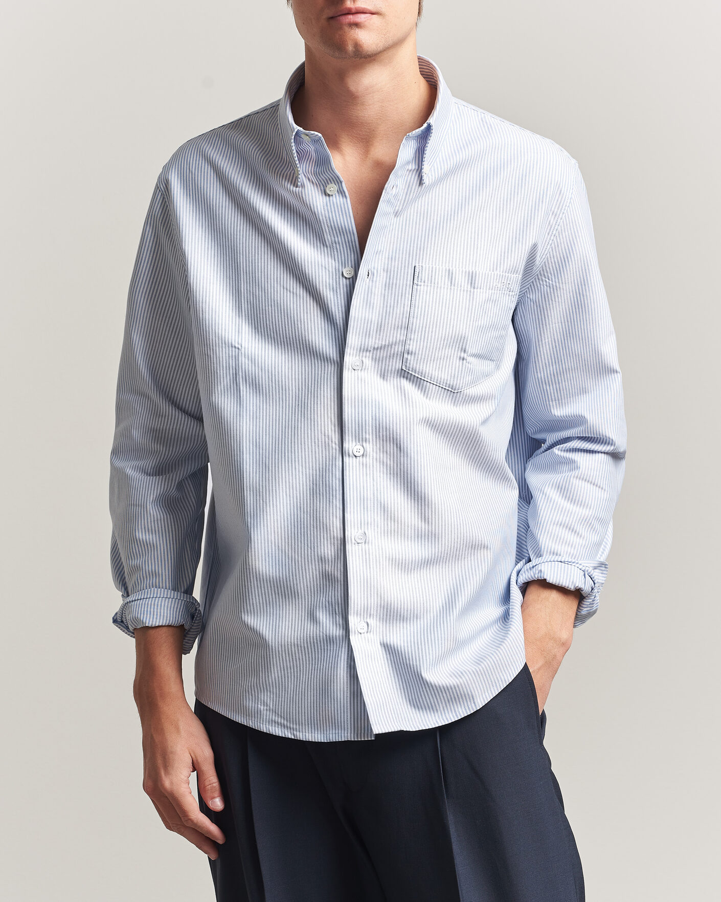 Hombres | Camisas | A.P.C. | Greg Striped Oxford Shirt Blue/White