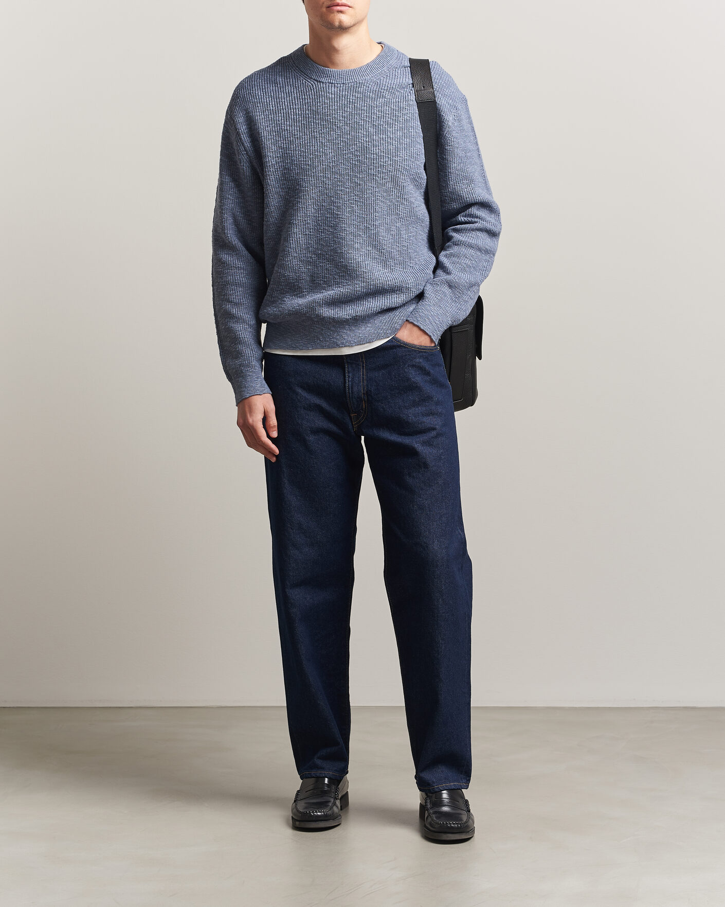 Hombres | Jerséis y prendas de punto | NN07 | Russell Cotton Knitted Sweater Stone Blue