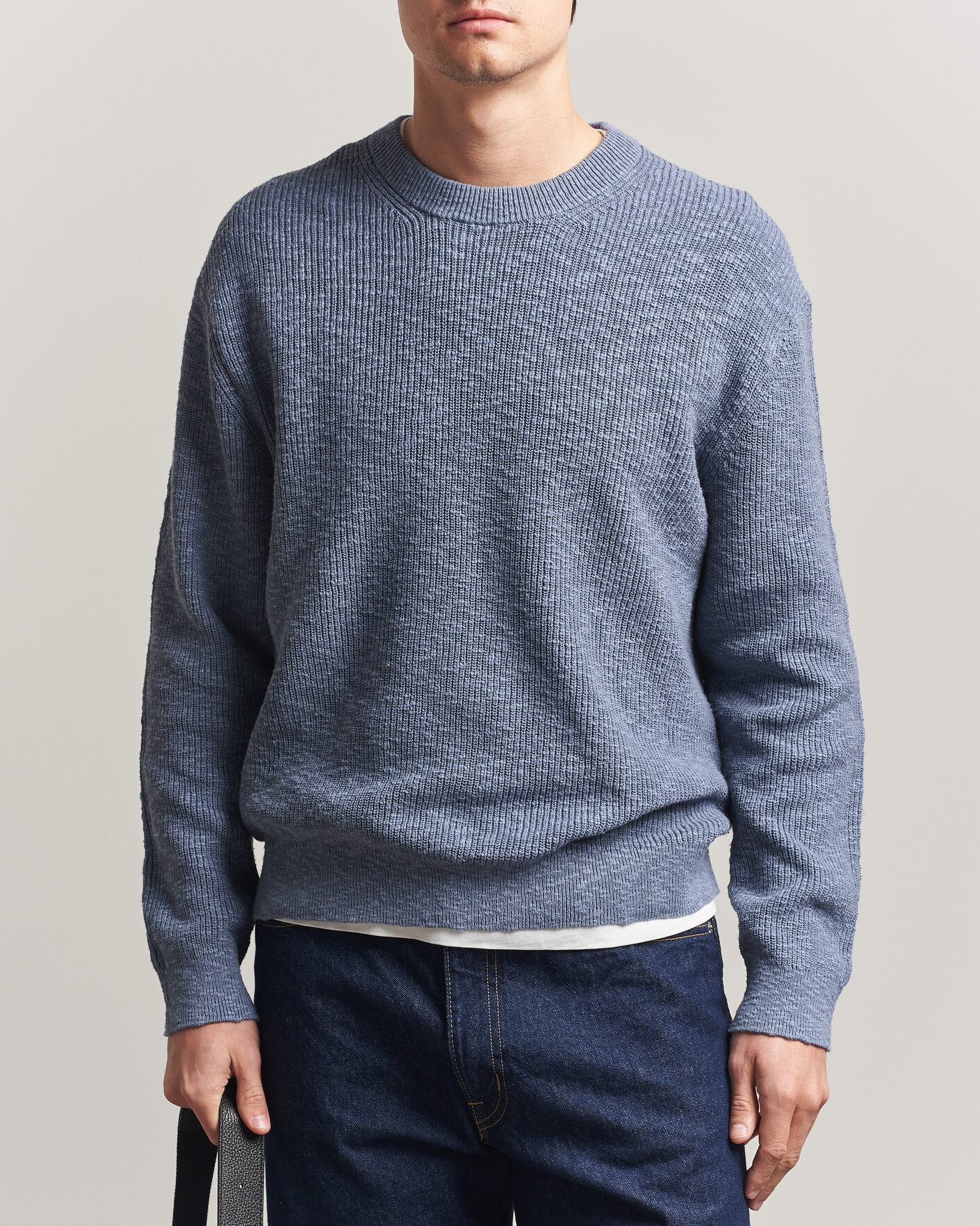 Hombres | Jerséis y prendas de punto | NN07 | Russell Cotton Knitted Sweater Stone Blue