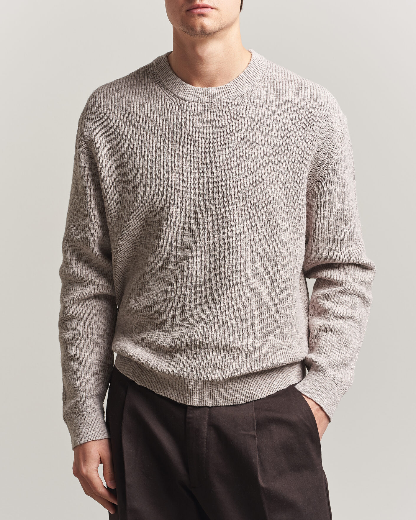 Hombres | Jerséis y prendas de punto | NN07 | Russell Cotton Knitted Sweater Moon Dust