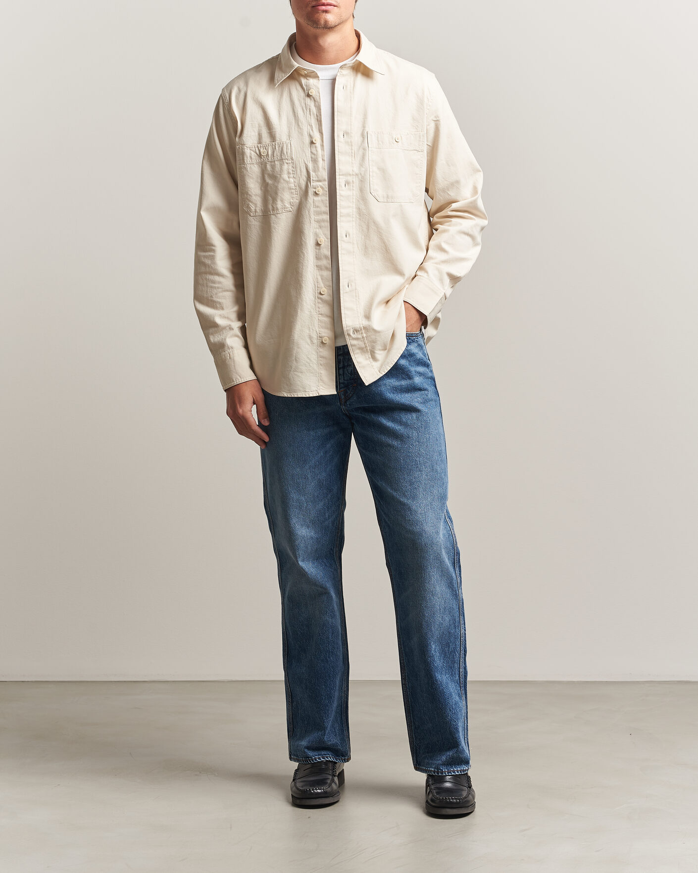 Hombres | Camisas | NN07 | Colby Twill Overshirt Ivory