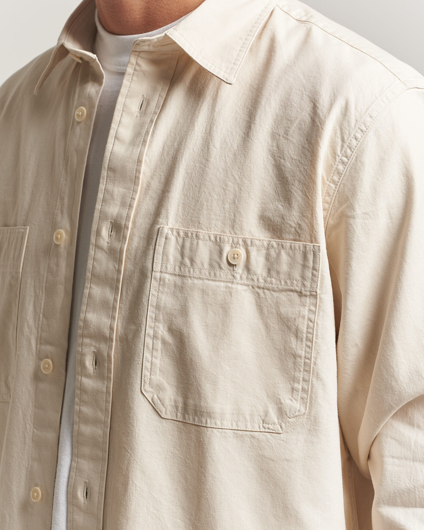 Hombres | Camisas | NN07 | Colby Twill Overshirt Ivory