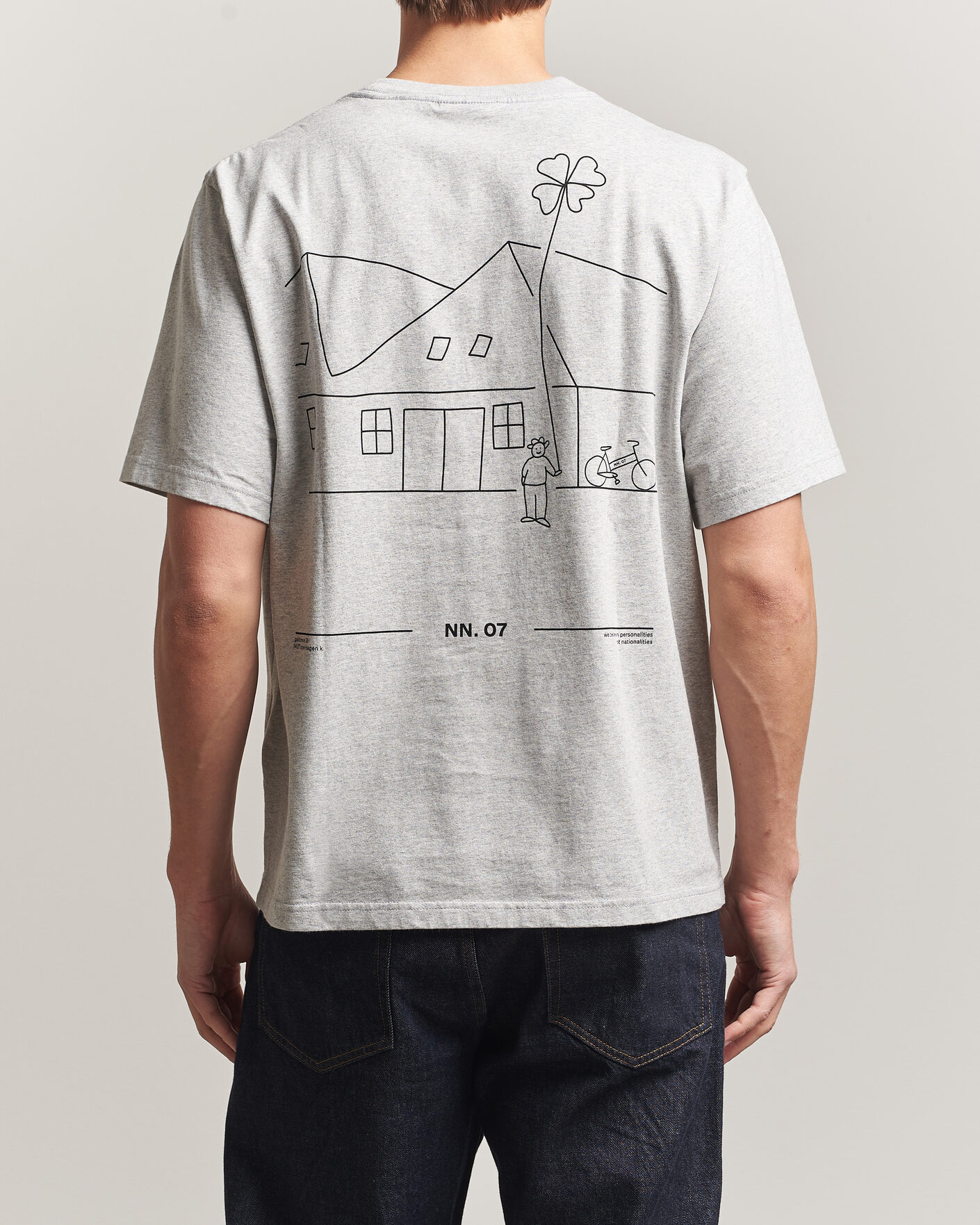 Hombres | Camisetas | NN07 | Jett Printed HQ T-Shirt Grey Melange