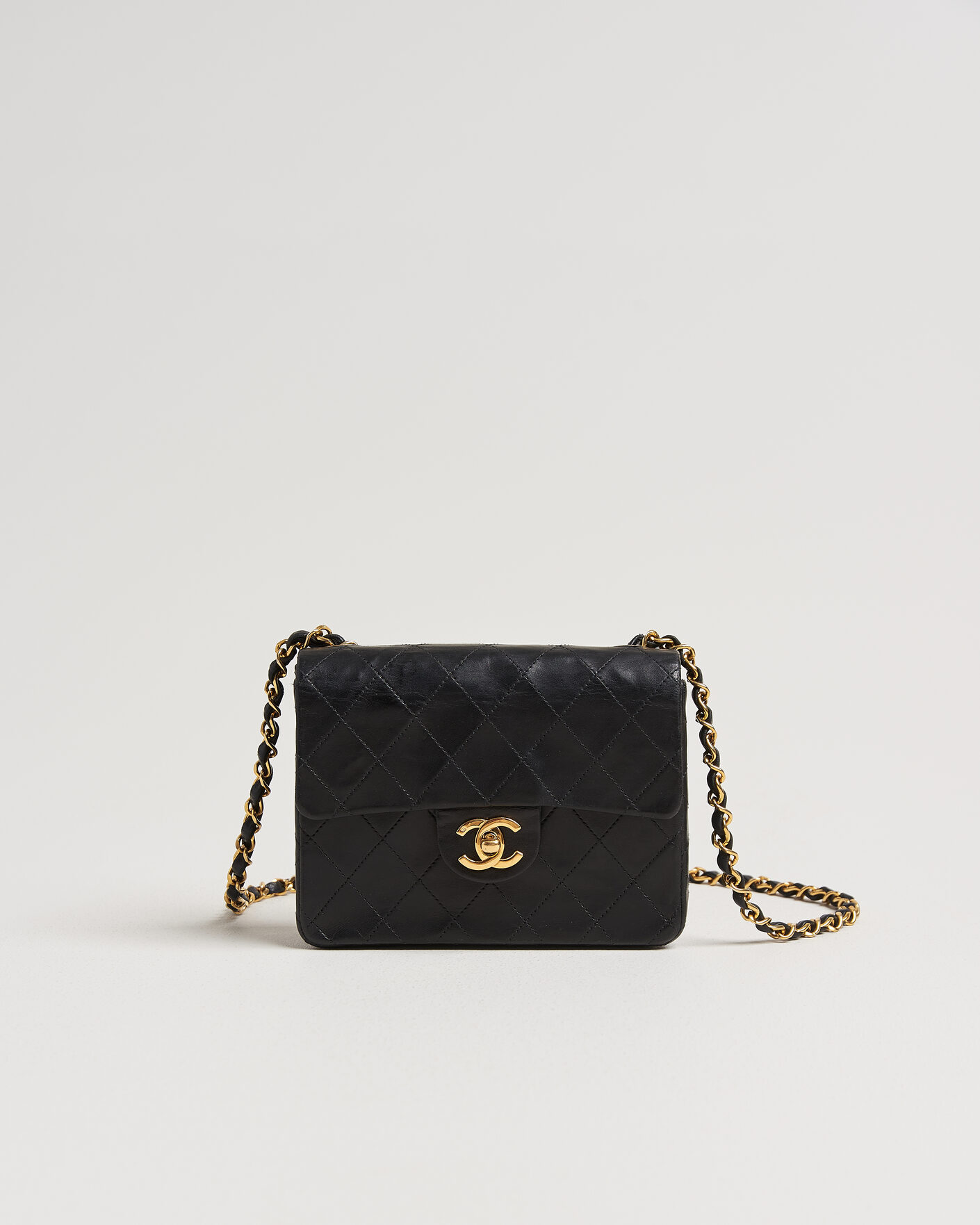Hombres | Chanel Pre-Owned Classic Mini Single Flap Square Bag Black | Chanel Pre-Owned | Classic Mini Single Flap Square Bag Black