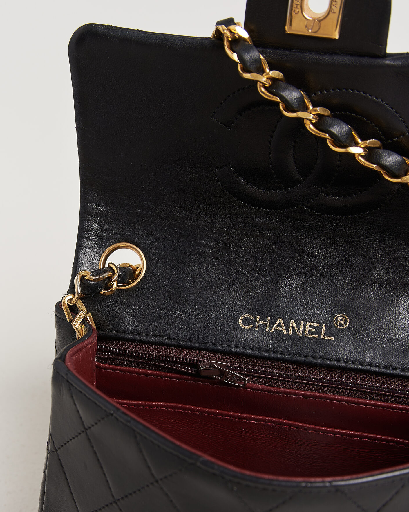 Hombres | Chanel Pre-Owned Classic Mini Single Flap Square Bag Black | Chanel Pre-Owned | Classic Mini Single Flap Square Bag Black