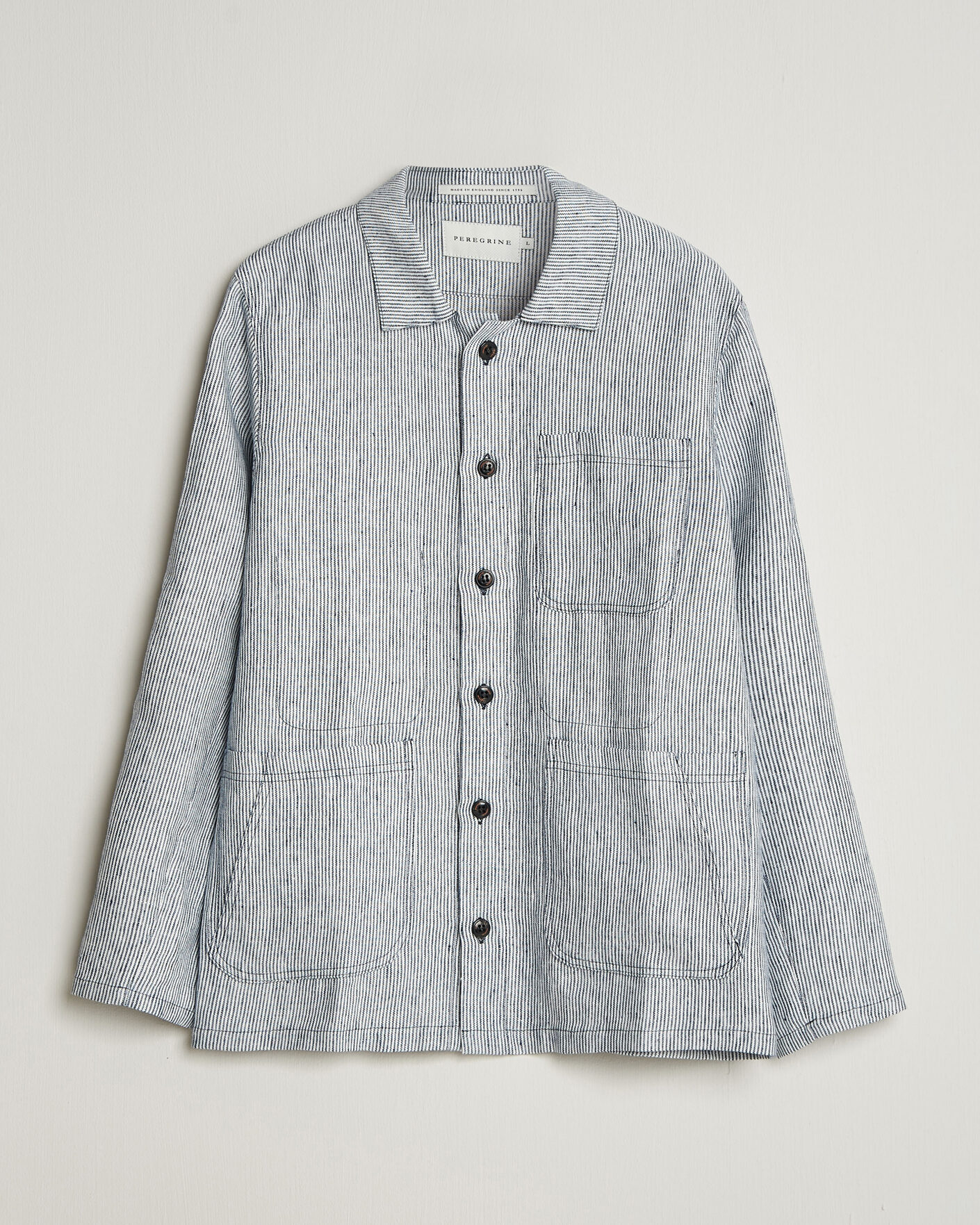 Hombres | Camisas | Peregrine | Windsor Linen Shacket Navy Stripe