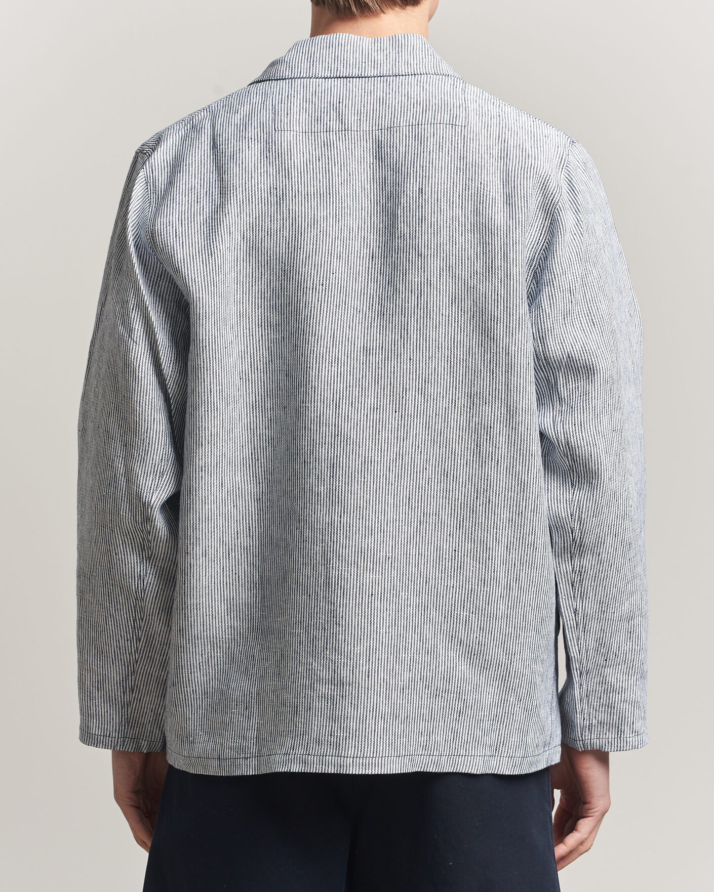Hombres | Camisas | Peregrine | Windsor Linen Shacket Navy Stripe