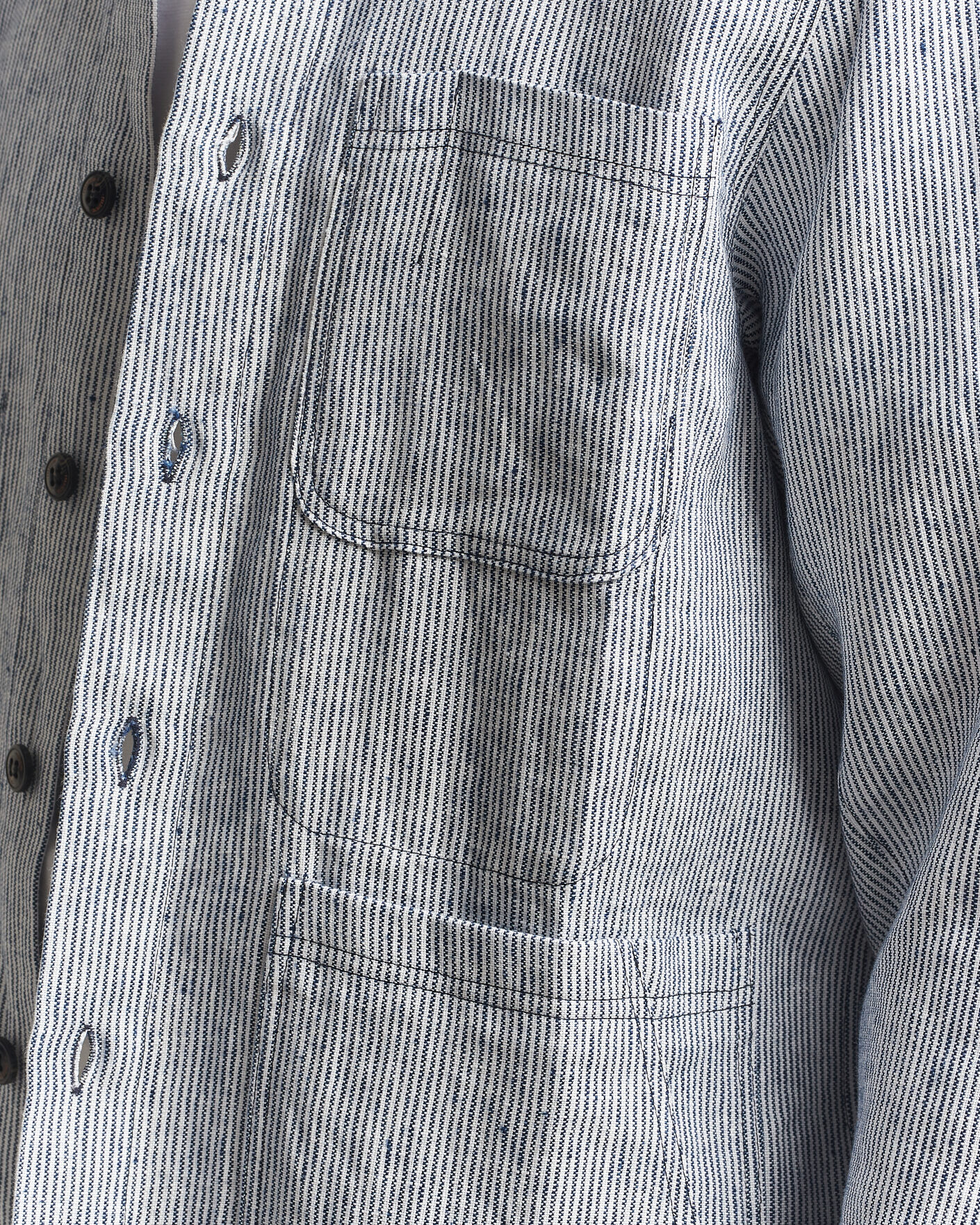 Hombres | Camisas | Peregrine | Windsor Linen Shacket Navy Stripe