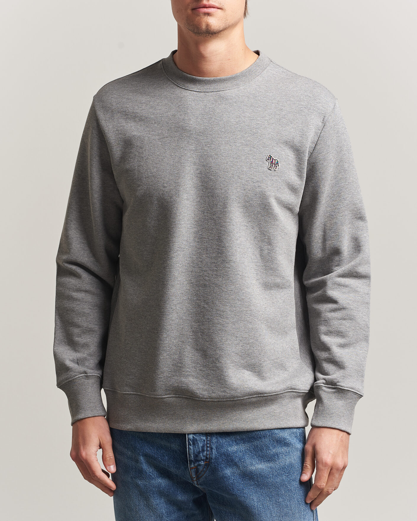 Hombres | Jerséis y prendas de punto | PS Paul Smith | Zebra Organic Cotton Sweatshirt Grey Melange
