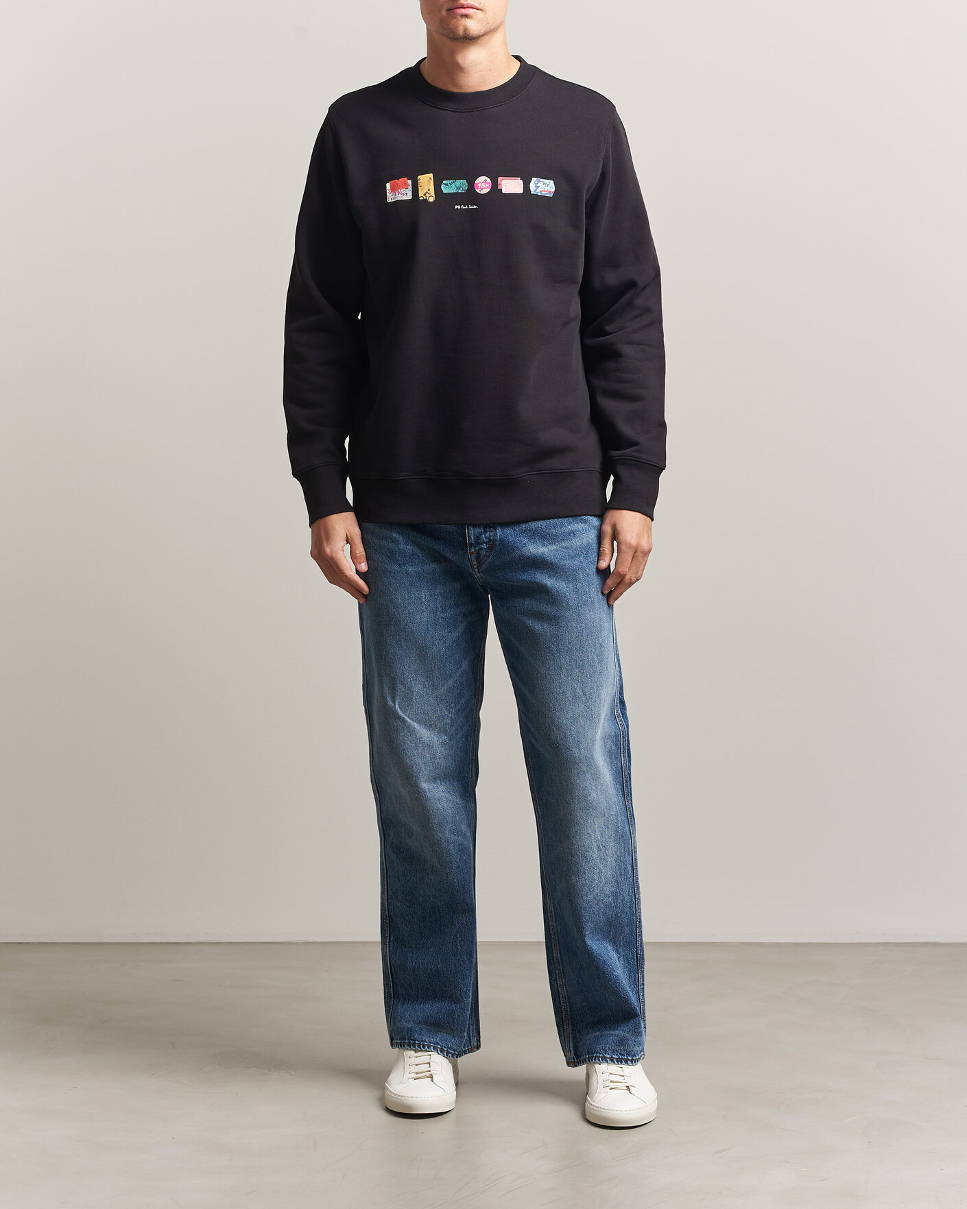 Hombres | Jerséis y prendas de punto | PS Paul Smith | In A Row Crew Neck Sweatshirt Black
