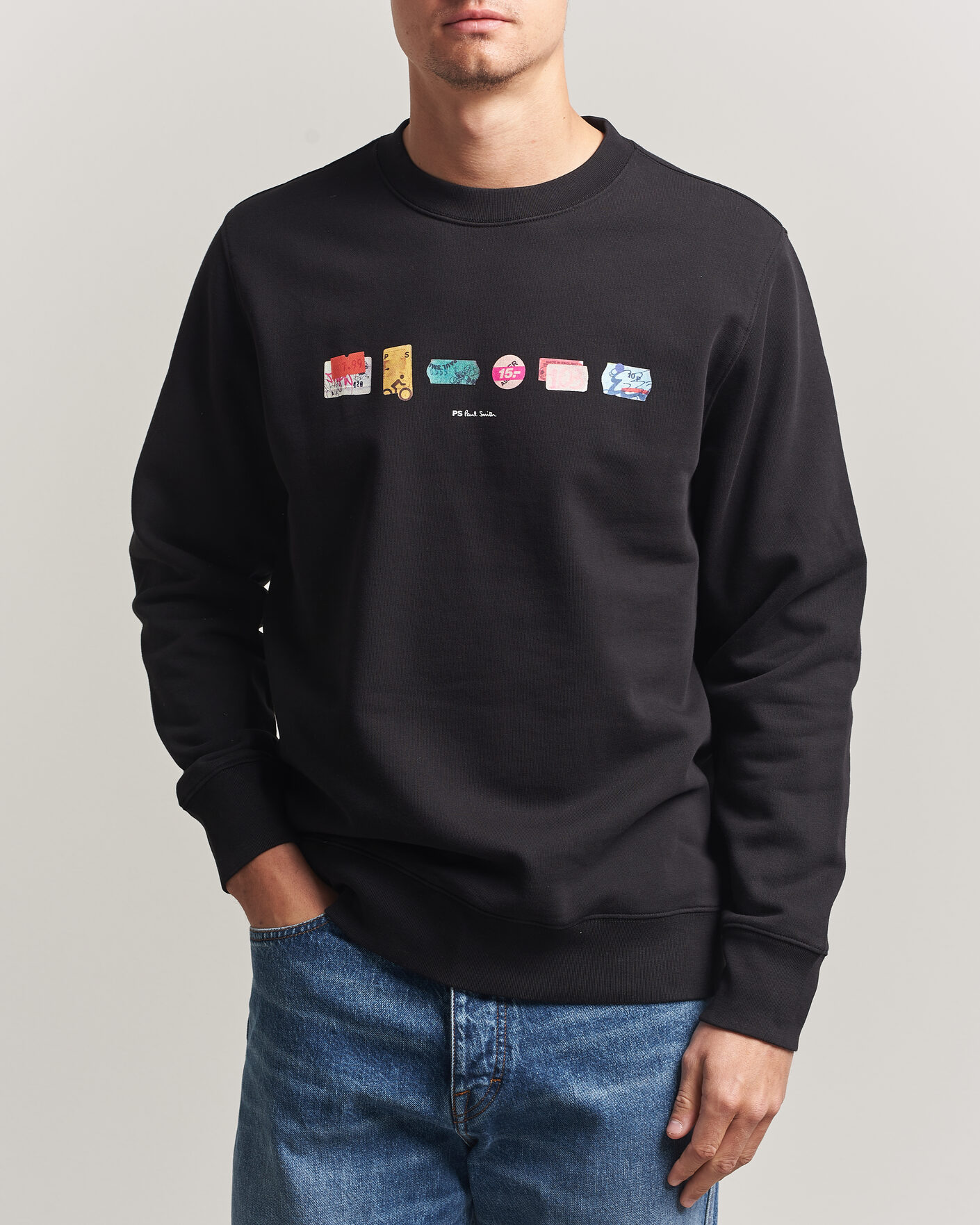 Hombres | Jerséis y prendas de punto | PS Paul Smith | In A Row Crew Neck Sweatshirt Black