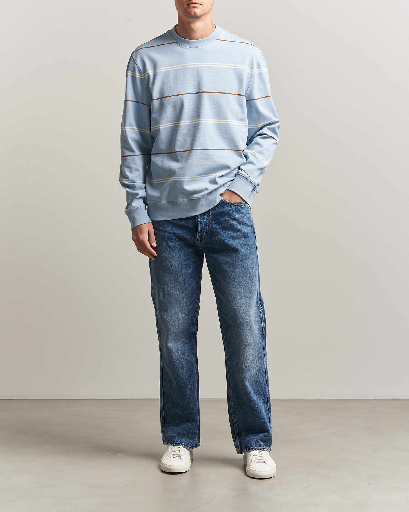 Hombres | Jerséis y prendas de punto | PS Paul Smith | Cotton Striped Sweater Light Blue