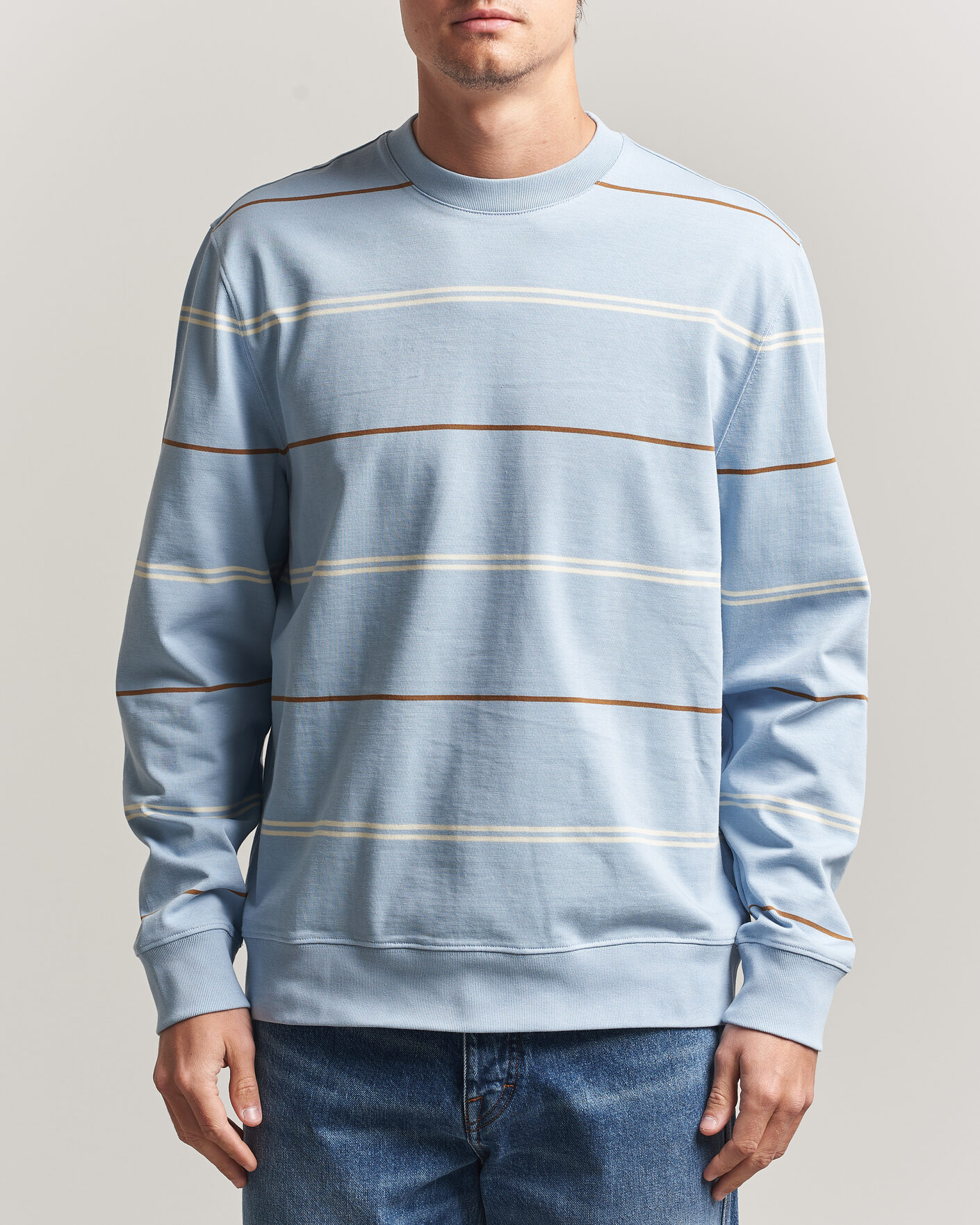 Hombres | Jerséis y prendas de punto | PS Paul Smith | Cotton Striped Sweater Light Blue