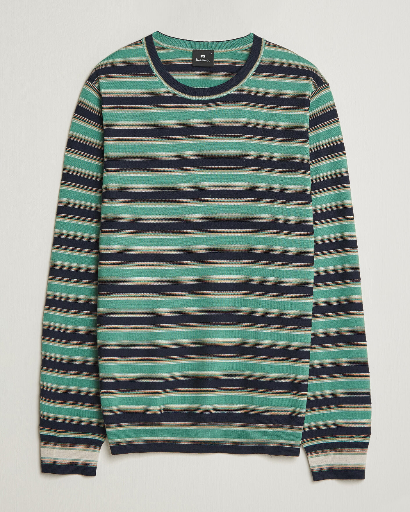 Hombres | Jerséis y prendas de punto | PS Paul Smith | Merino Wool Knitted Striped Sweater Green