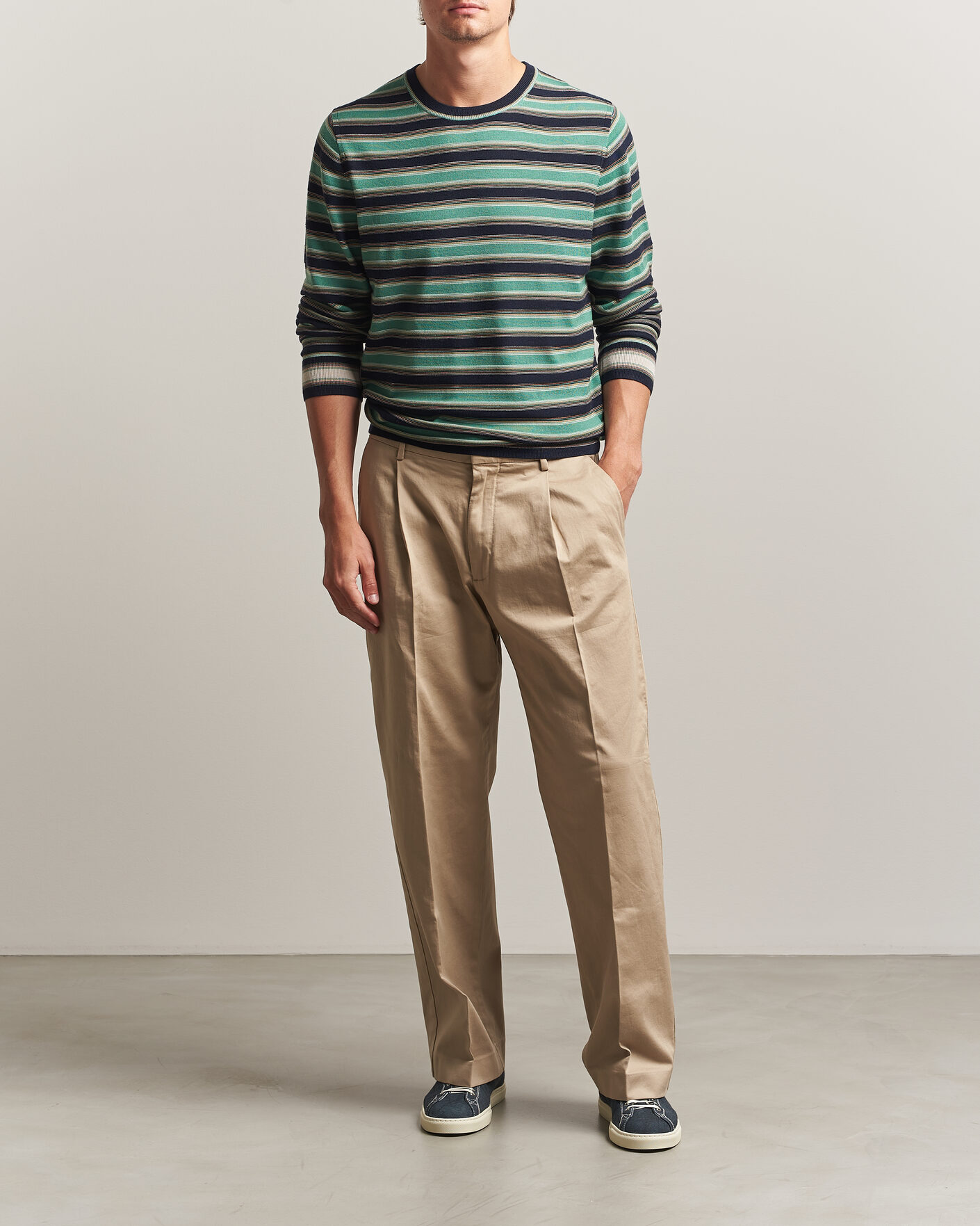 Hombres | Jerséis y prendas de punto | PS Paul Smith | Merino Wool Knitted Striped Sweater Green