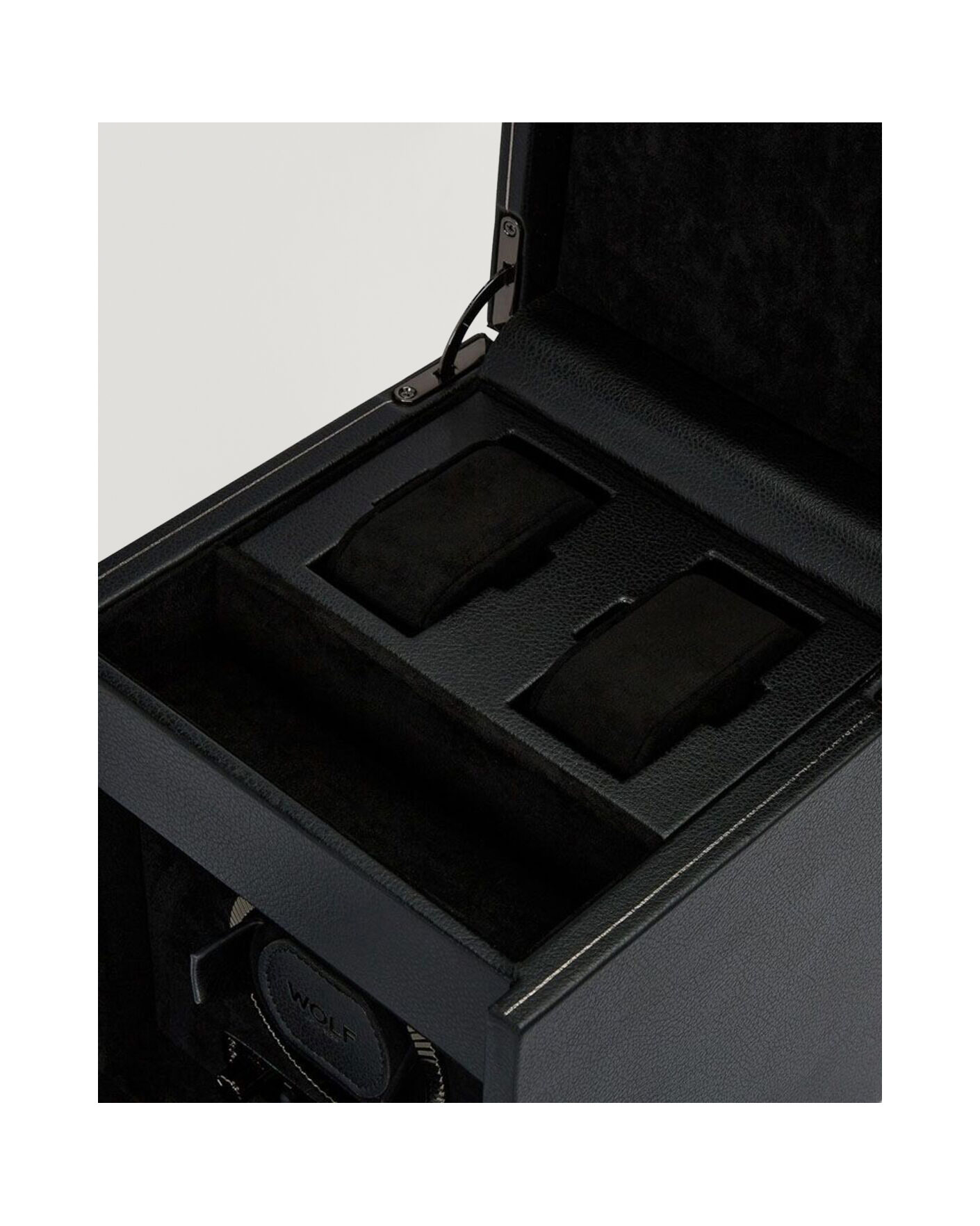 Hombres | Cajas para relojes y joyas | WOLF | British Racing Single Watch Winder With Storage Black