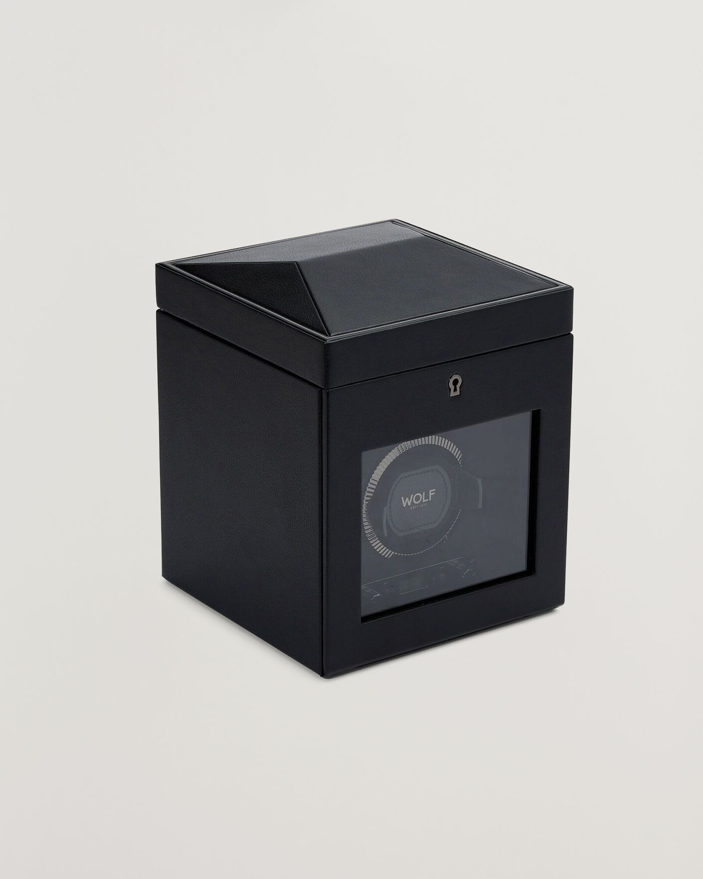 Hombres | WOLF British Racing Single Watch Winder With Storage Black | WOLF | British Racing Single Watch Winder With Storage Black