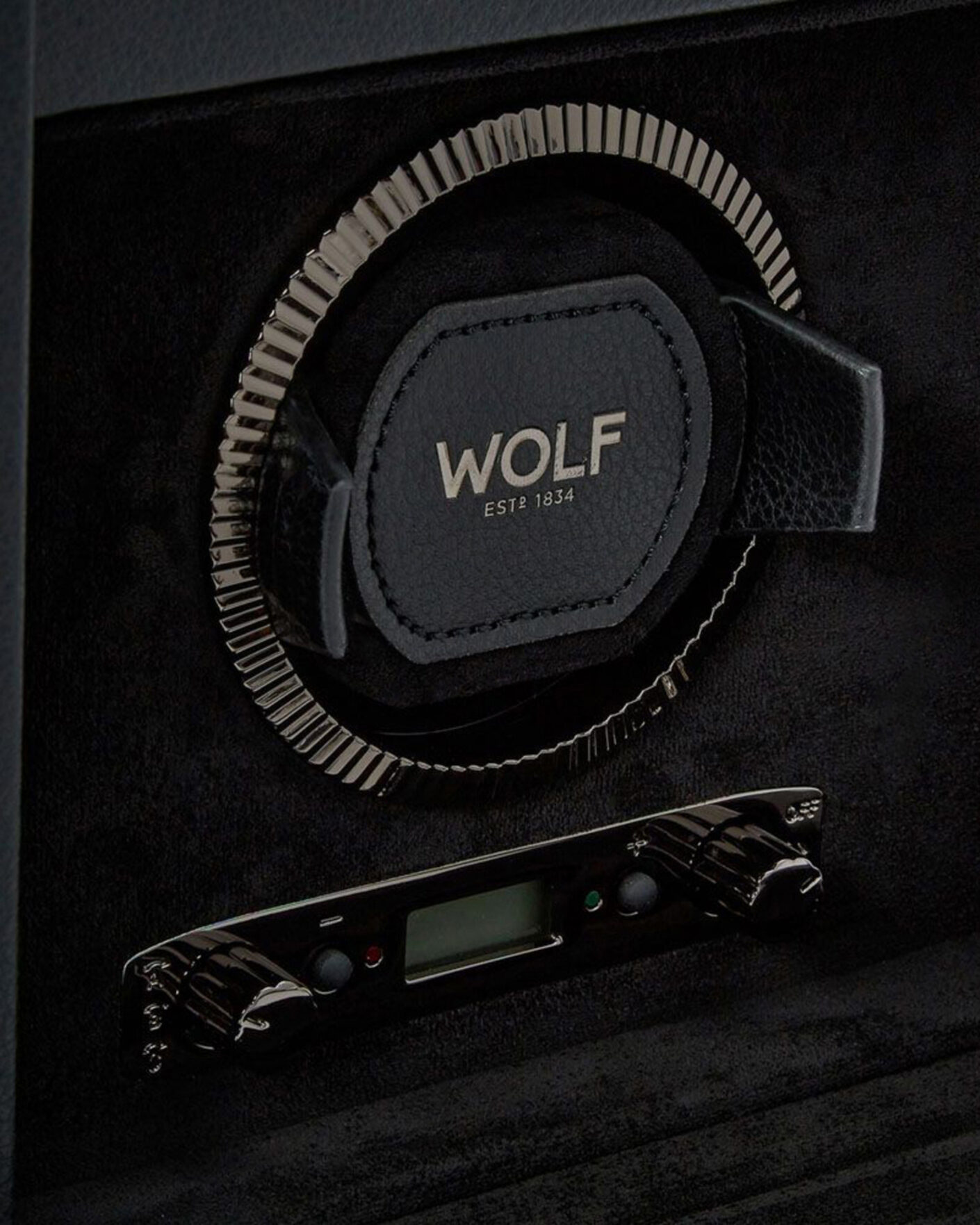 Hombres | WOLF British Racing Single Watch Winder With Storage Black | WOLF | British Racing Single Watch Winder With Storage Black
