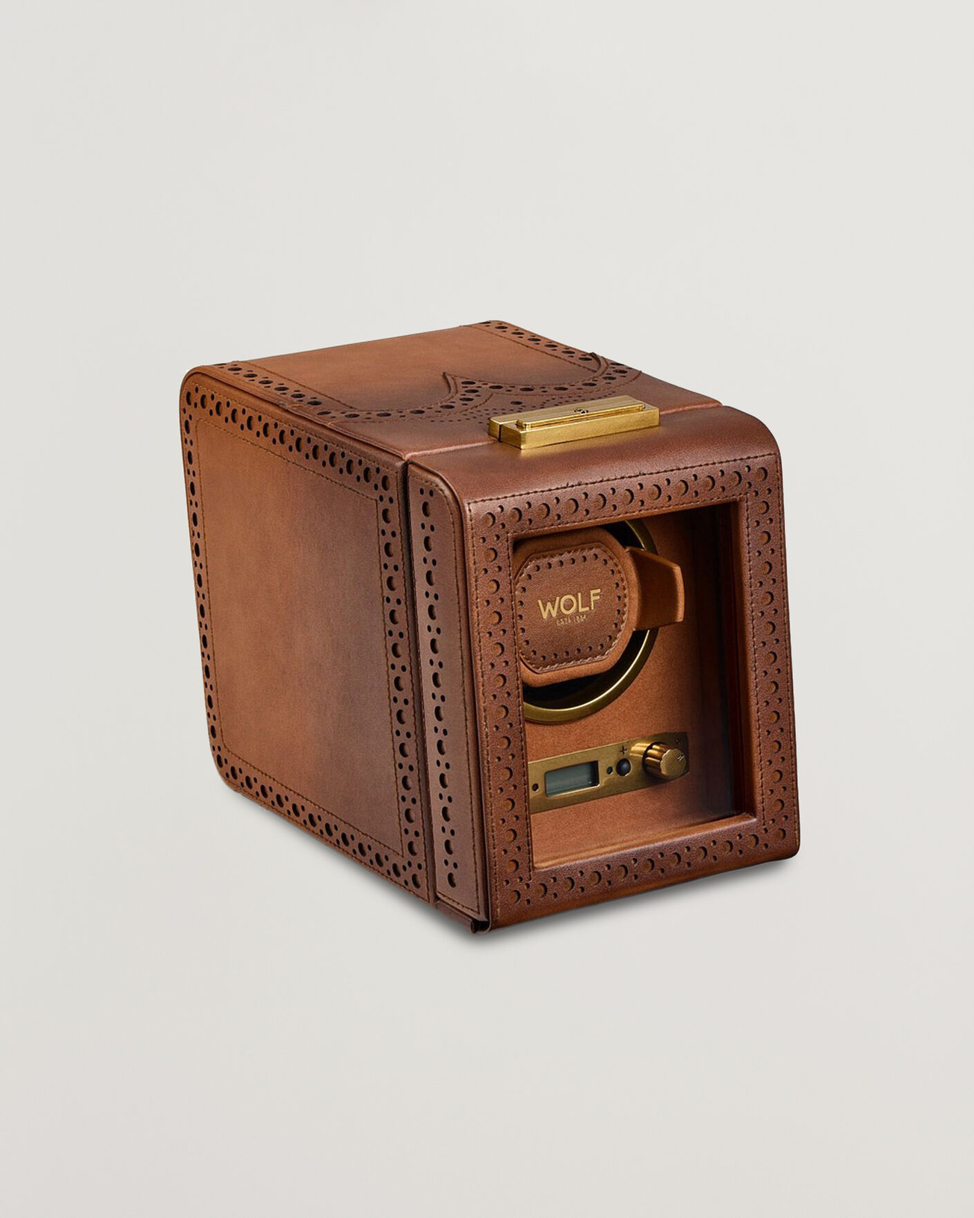 Hombres | Cajas para relojes y joyas | WOLF | Brouge Single Watch Winder Burnished Brown