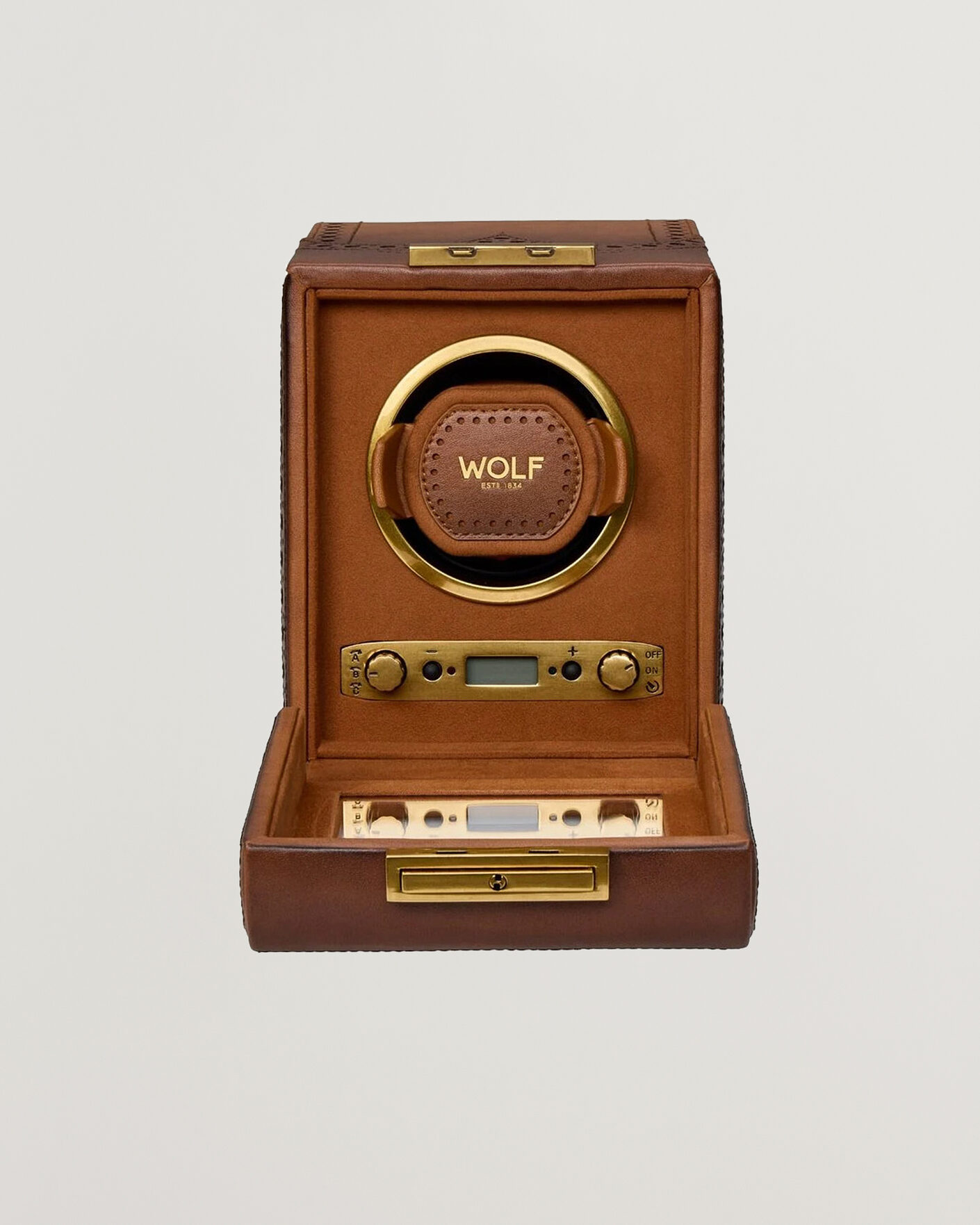 Hombres | Cajas para relojes y joyas | WOLF | Brouge Single Watch Winder Burnished Brown