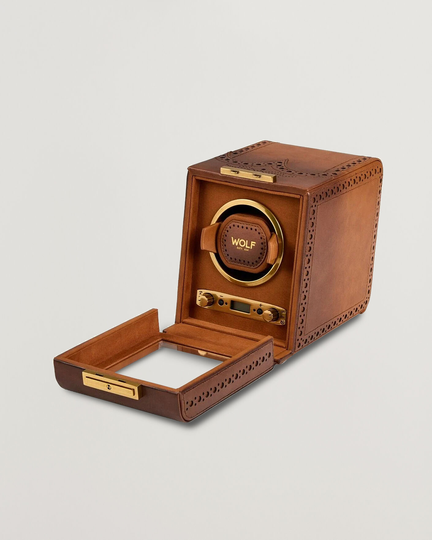 Hombres | Cajas para relojes y joyas | WOLF | Brouge Single Watch Winder Burnished Brown