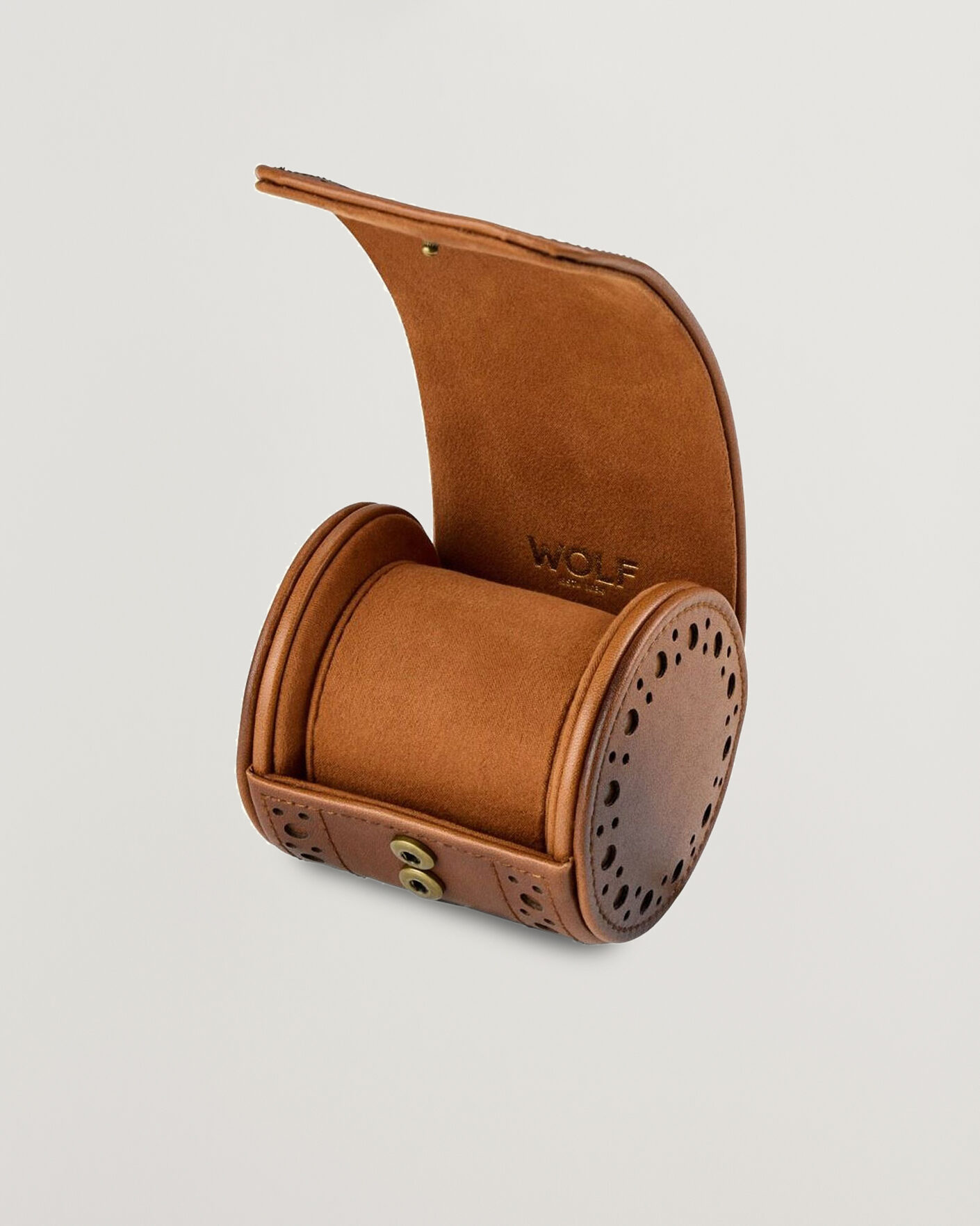 Hombres | Cajas para relojes y joyas | WOLF | Brouge Single Watch Roll Burnished Brown