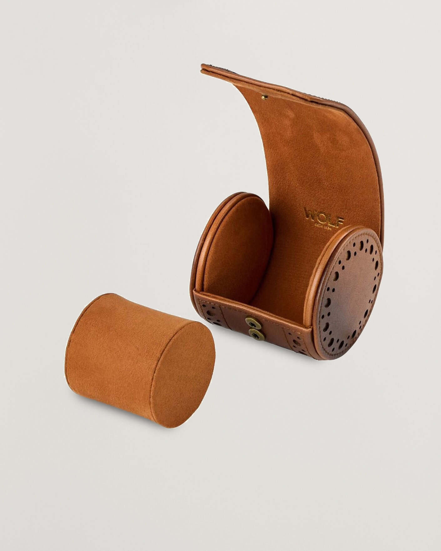 Hombres | Cajas para relojes y joyas | WOLF | Brouge Single Watch Roll Burnished Brown