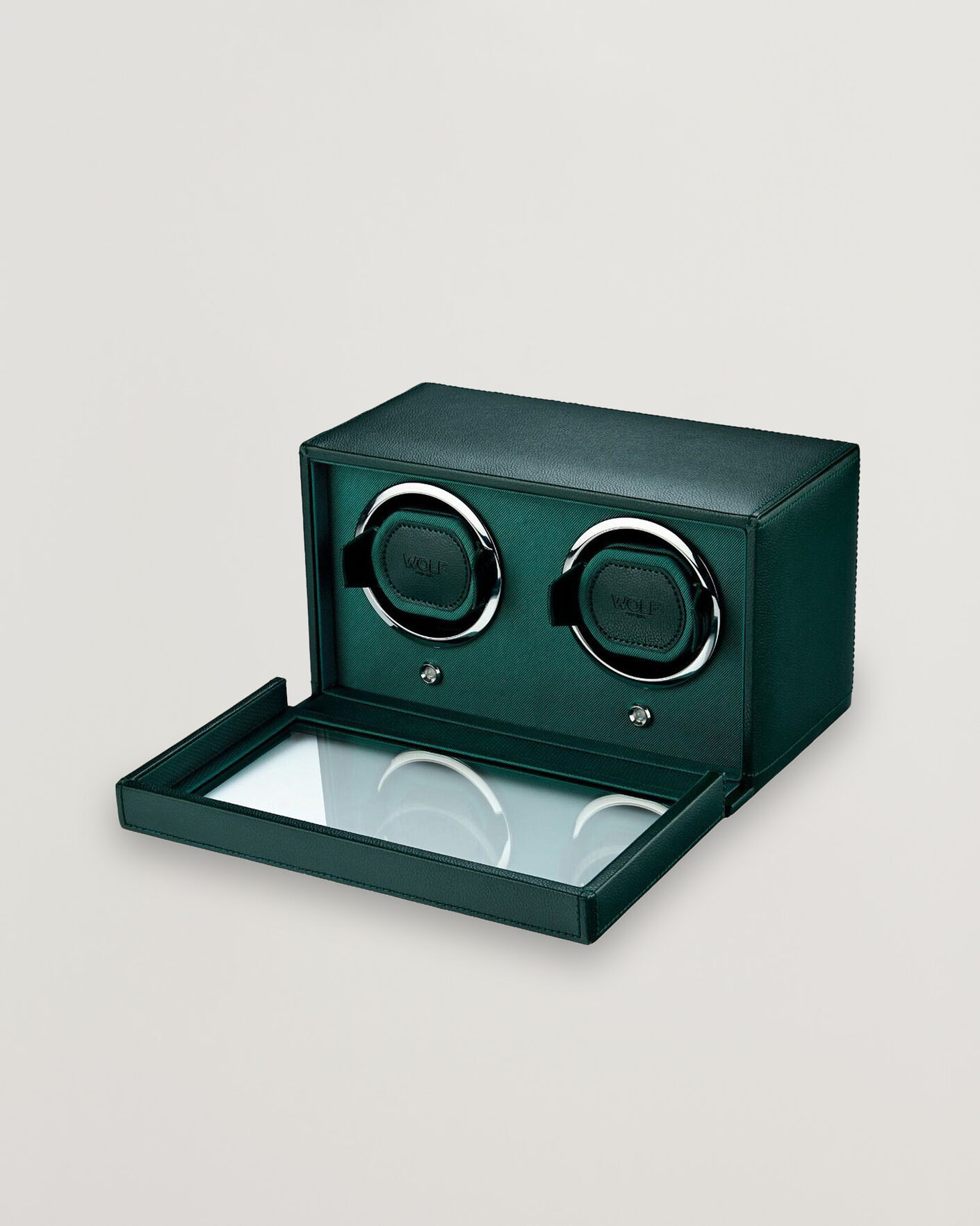 Hombres | Cajas para relojes y joyas | WOLF | Cub Double Watch Winder With Cover Green
