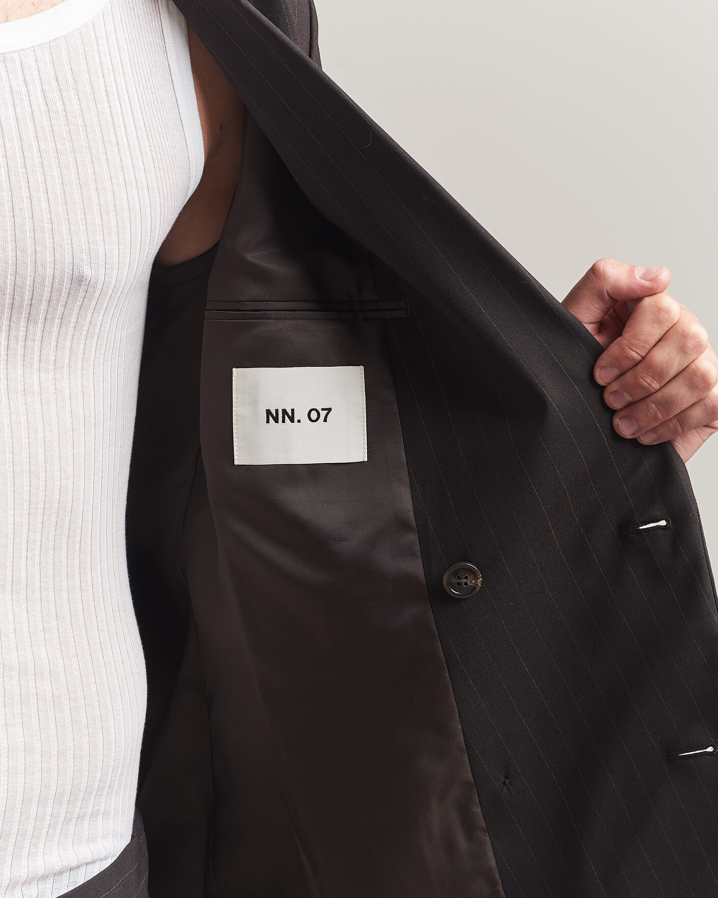 Hombres | Blazers | NN07 | Jordin Pinstriped Double Breasted Blazer Dark Brown