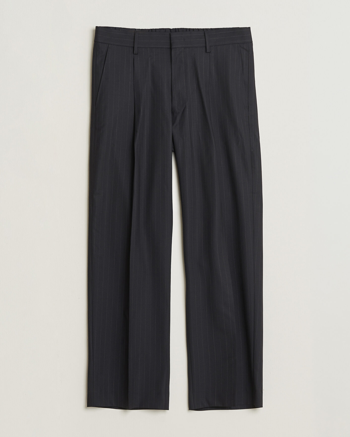 Hombres | Pantalones | NN07 | Kay Pinstriped Pleated Trousers Navy Blue