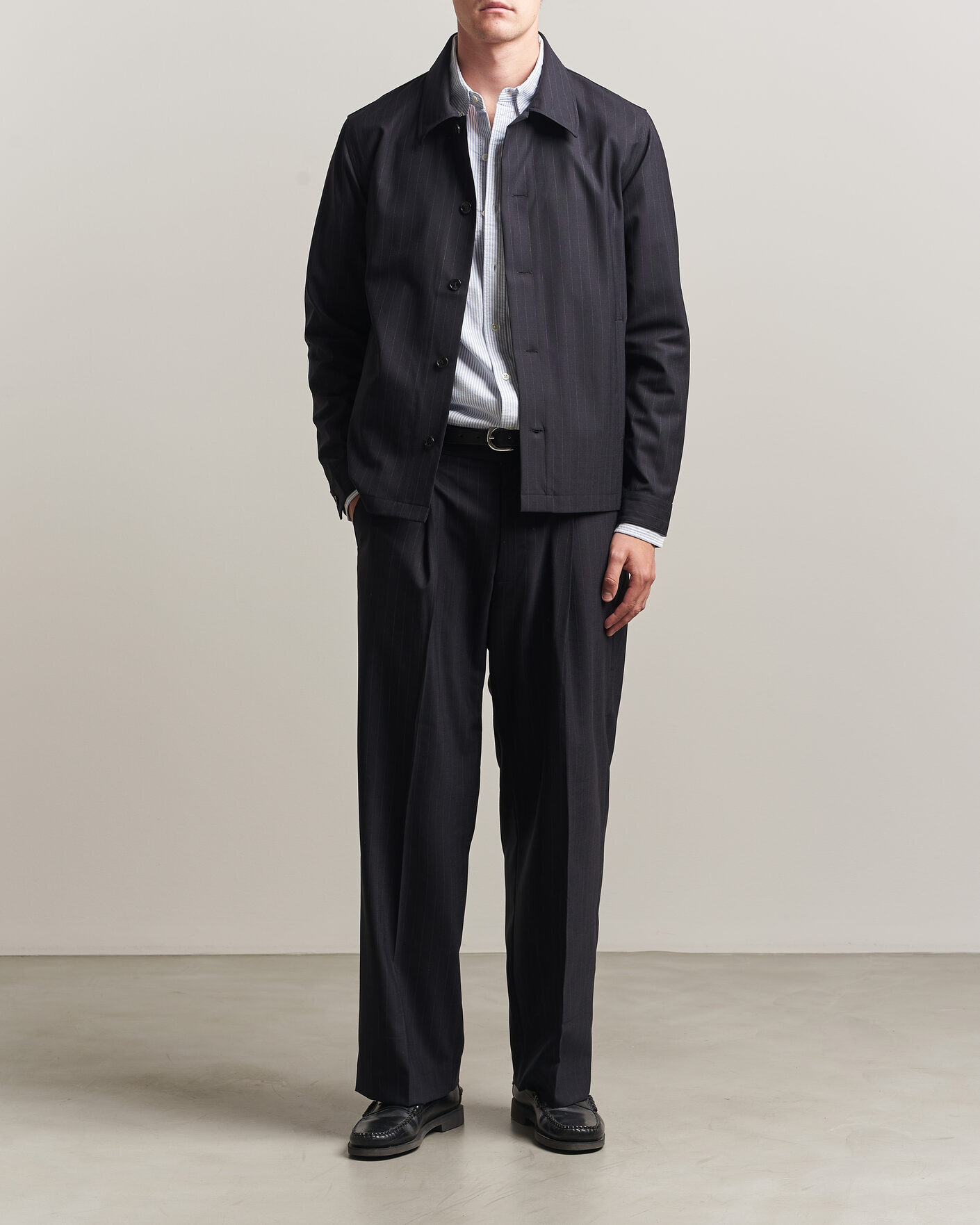 Hombres | Camisas | NN07 | Zander Pinstriped Overshirt Navy Blue