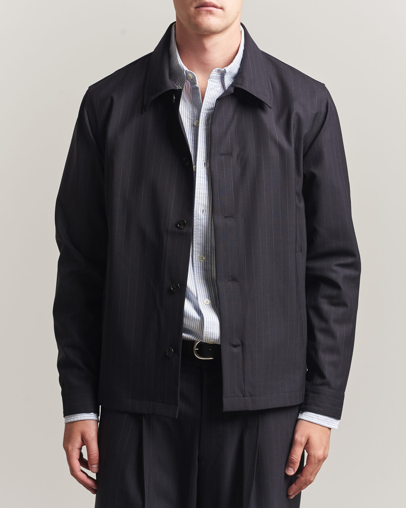 Hombres | Camisas | NN07 | Zander Pinstriped Overshirt Navy Blue