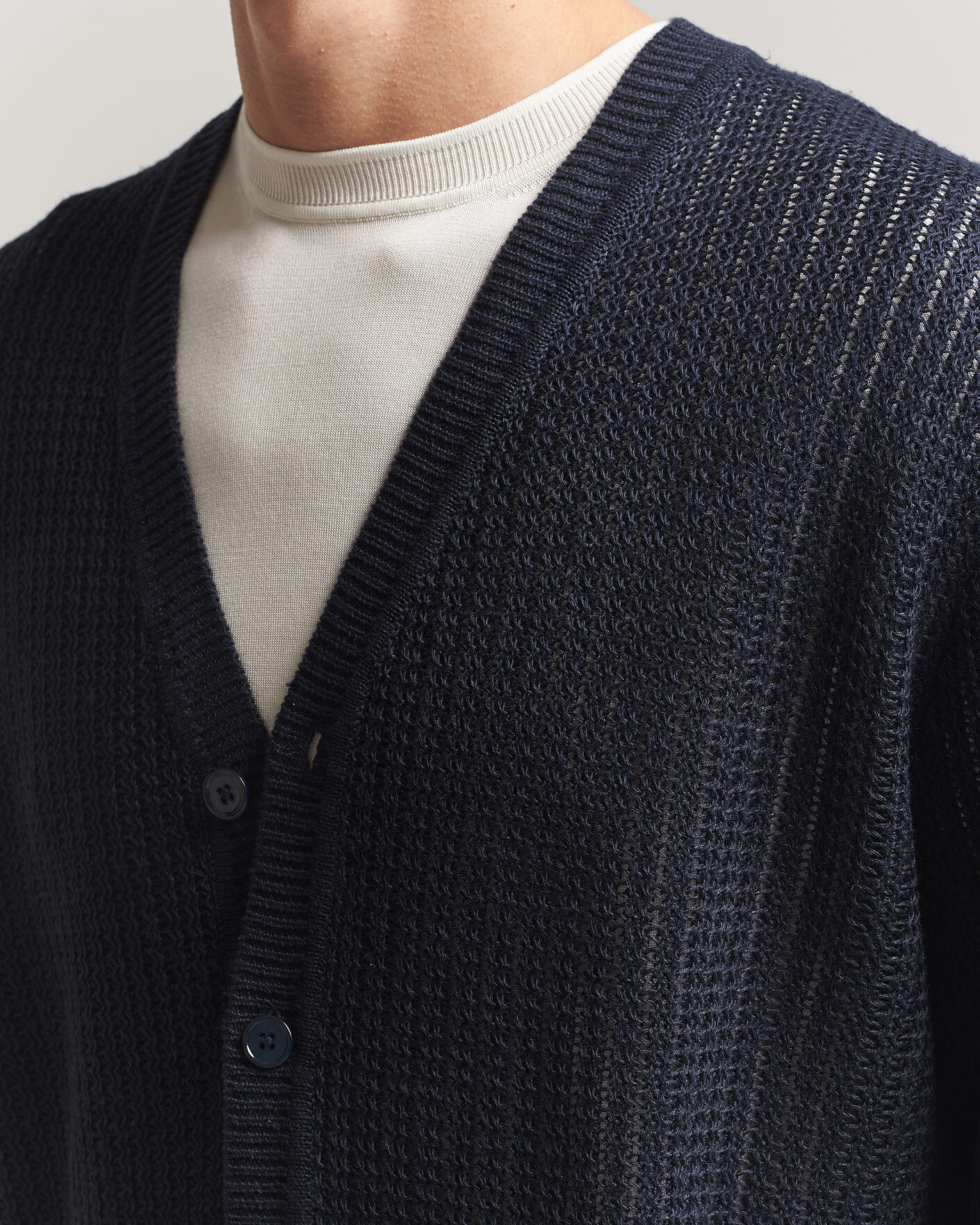 Hombres | Jerséis y prendas de punto | NN07 | Tim Linen Knitted Cardigan Navy Blue