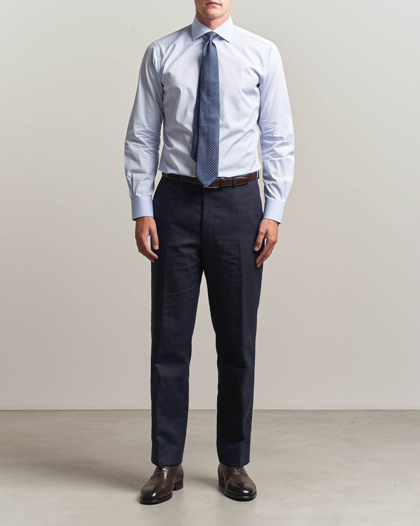 Hombres | Camisas | Brioni | Poplin Cotton Dress Shirt Light Blue