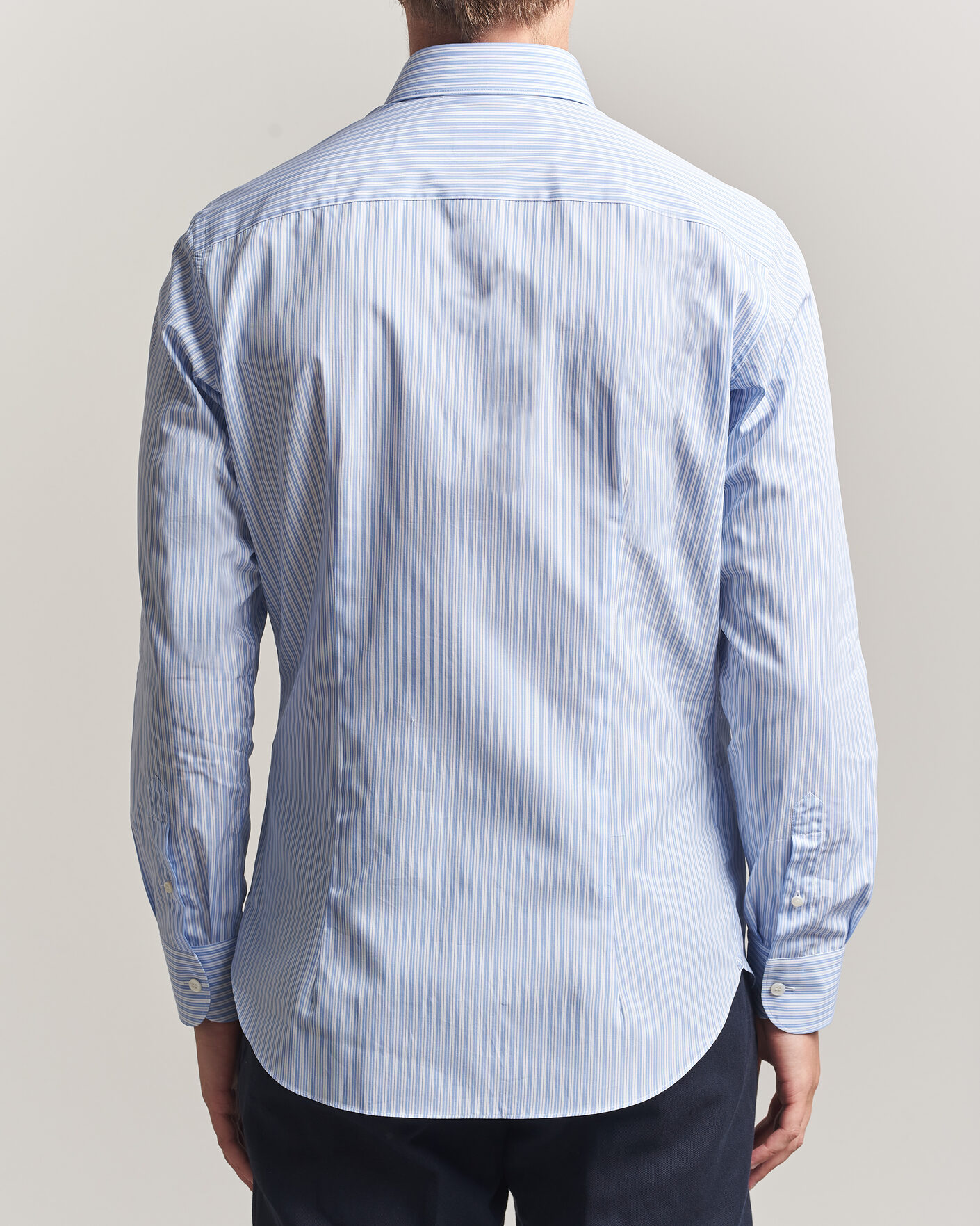 Hombres | Camisas | Brioni | Poplin Cotton Dress Shirt Light Blue Stripe