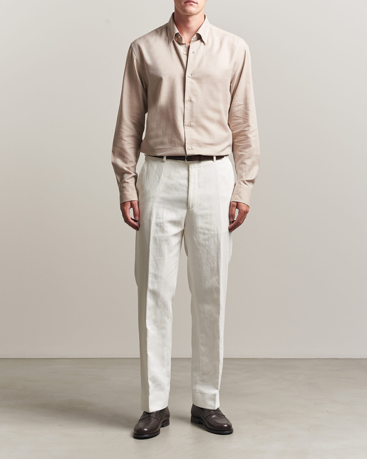 Hombres | Camisas | Brioni | Cotton/Cashmere Flannel Shirt Beige