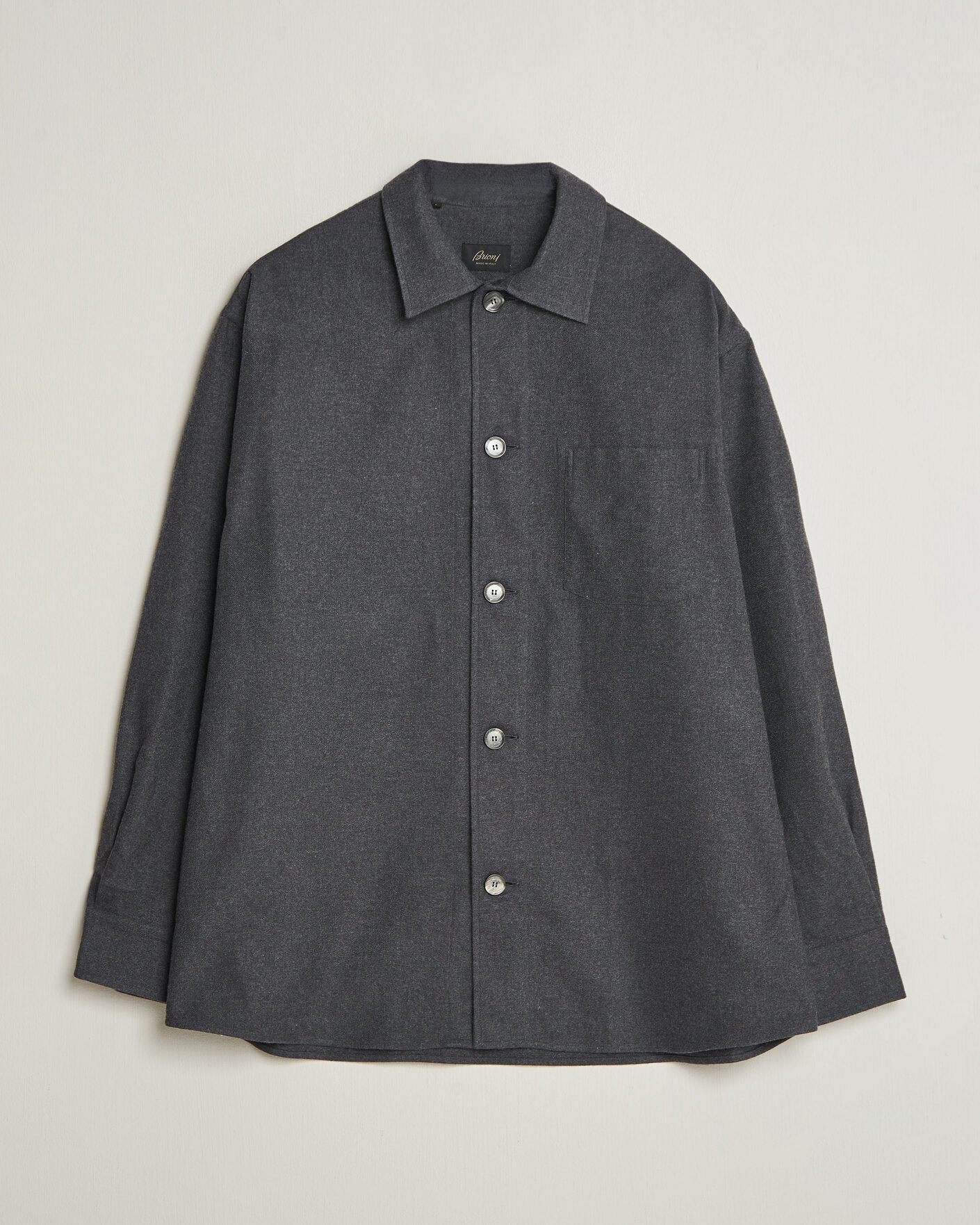 Hombres | Camisas | Brioni | Cotton/Cashmere Overshirt Grey Melange