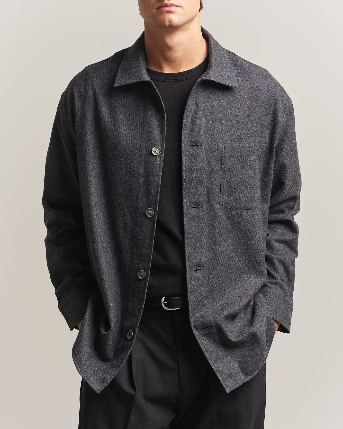 Hombres | Camisas | Brioni | Cotton/Cashmere Overshirt Grey Melange
