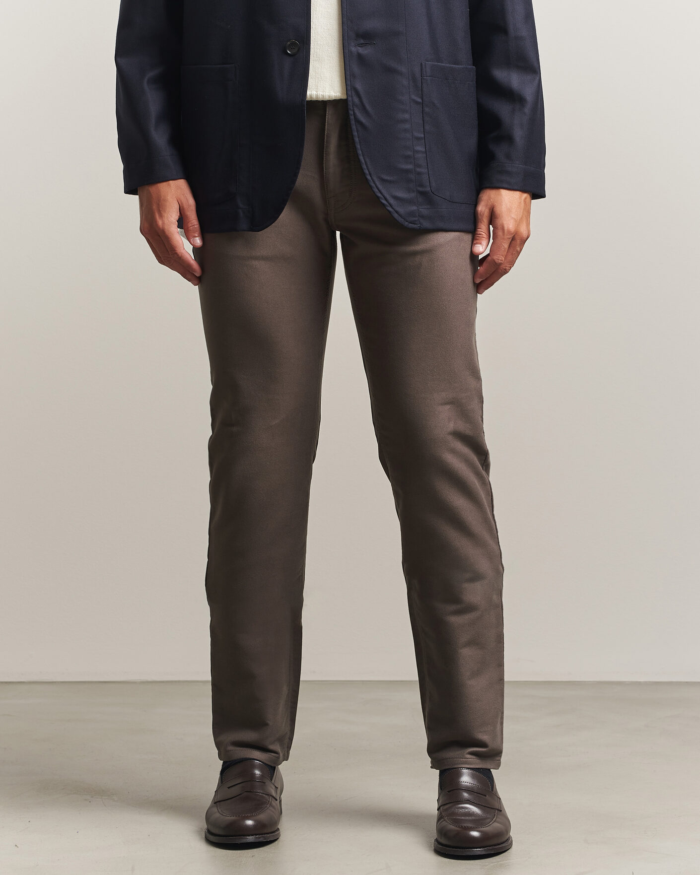 Hombres | Pantalones | Brioni | 5-Pocket Moleskine Pants Grey