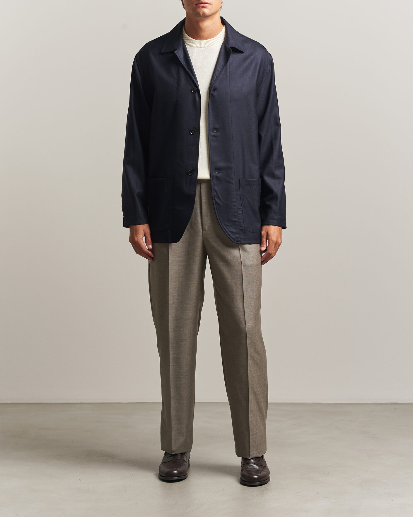 Hombres | Pantalones | Brioni | Capri Wool Trousers Beige